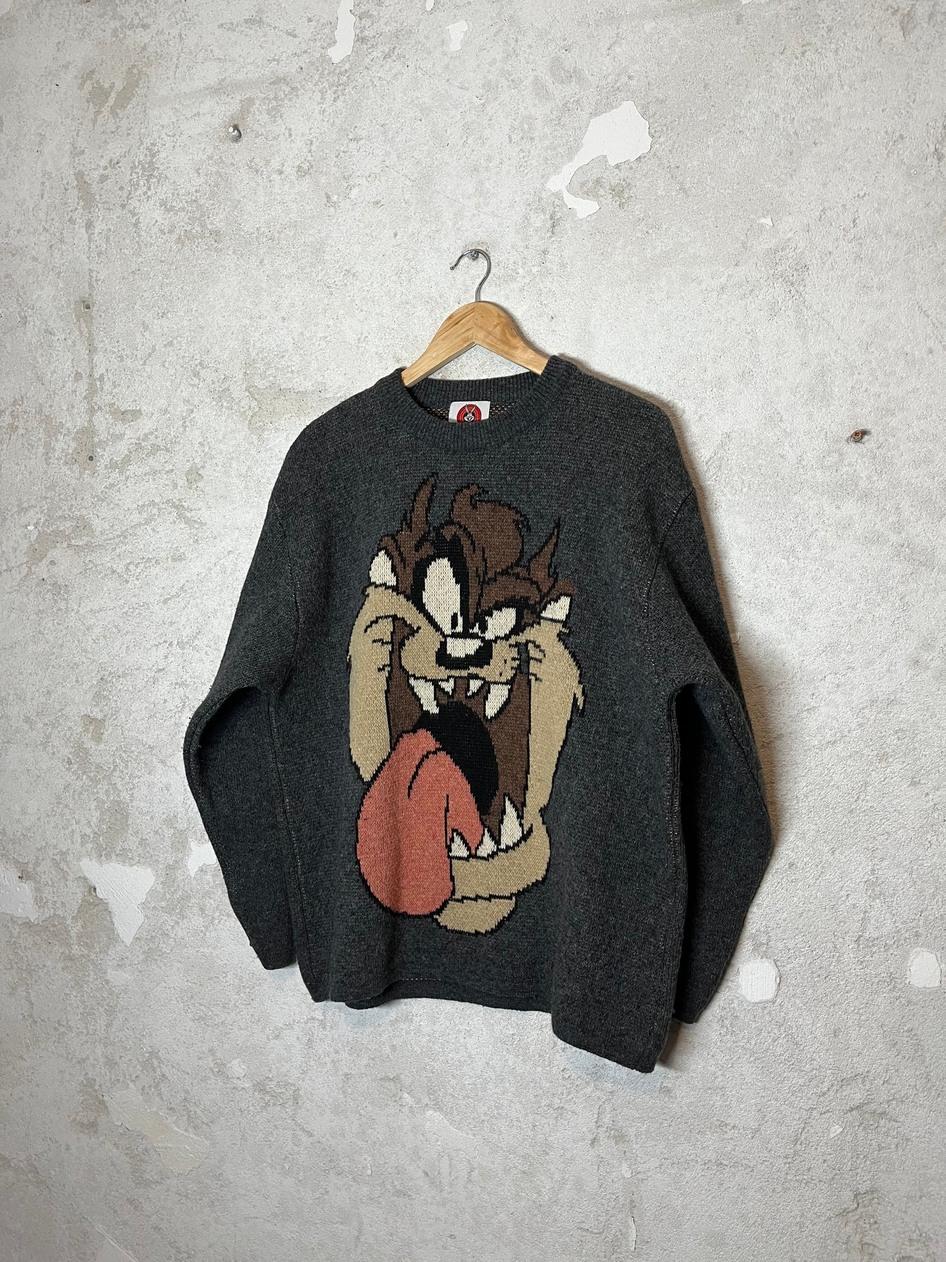 Looney Tunes Taz vintage heavy knit collectors 90s 2000s sweater