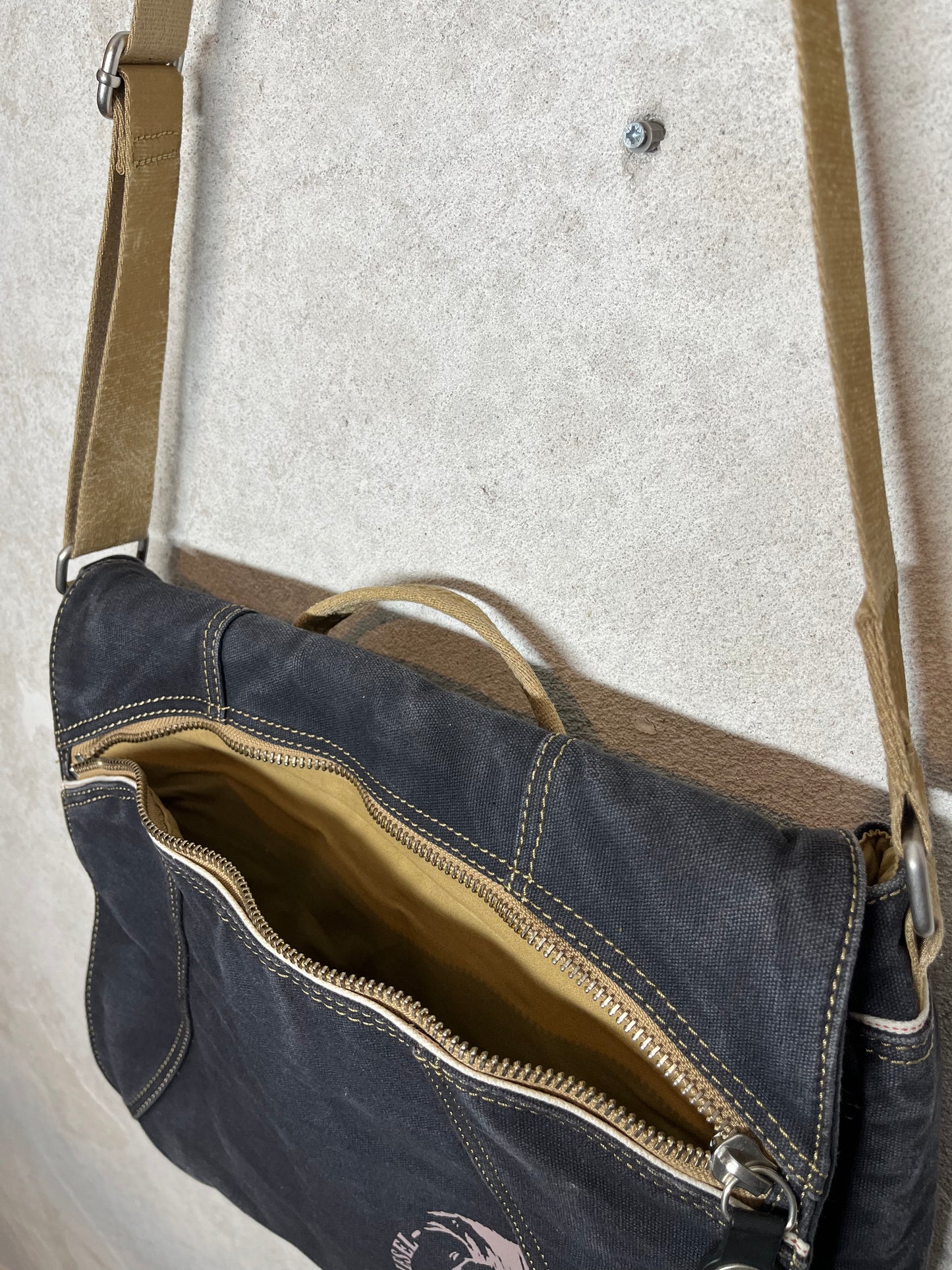 Diesel vintage canvas tote side bag