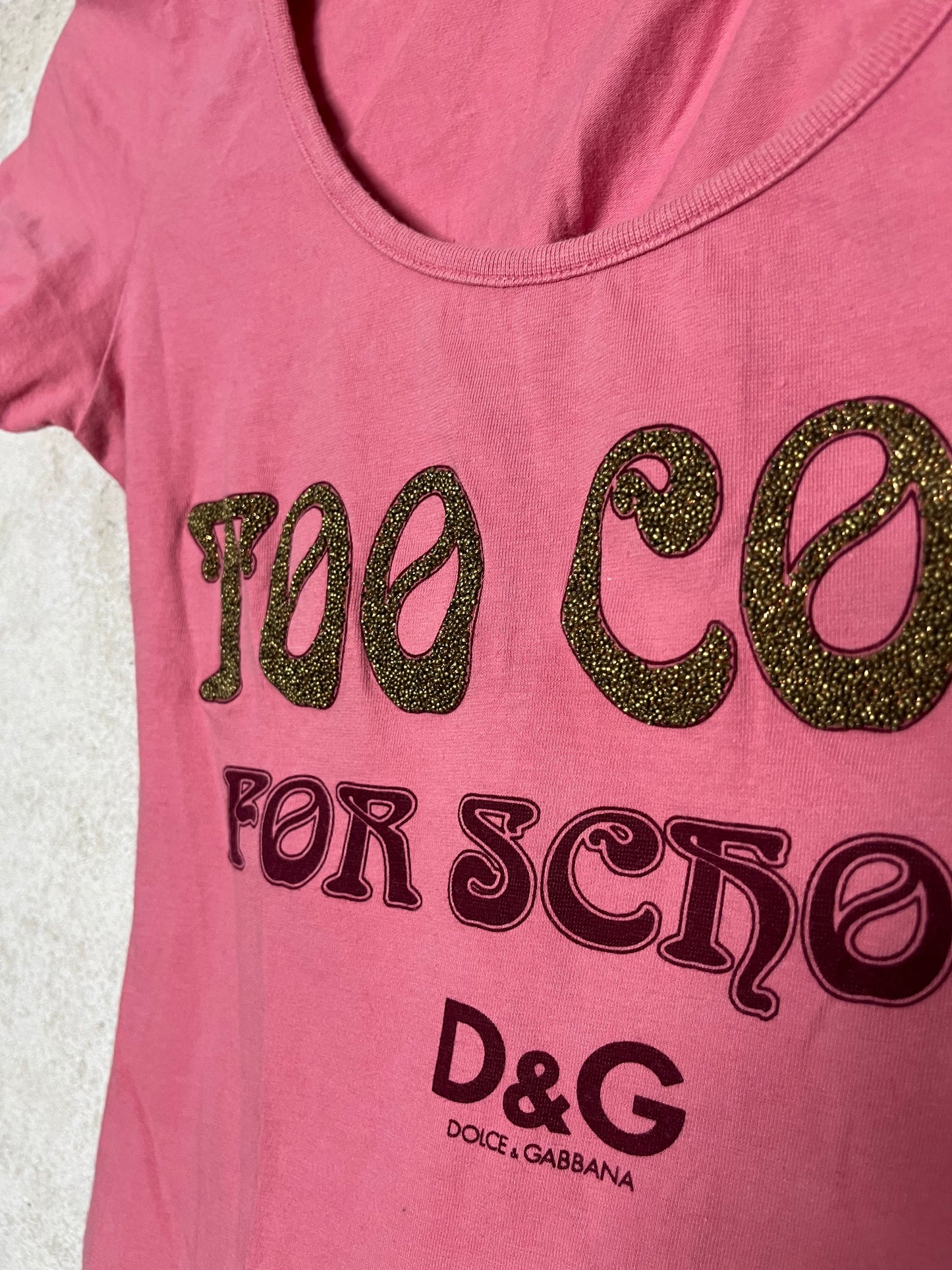 Dolce & Gabbana “Too cool for school” pink top - S