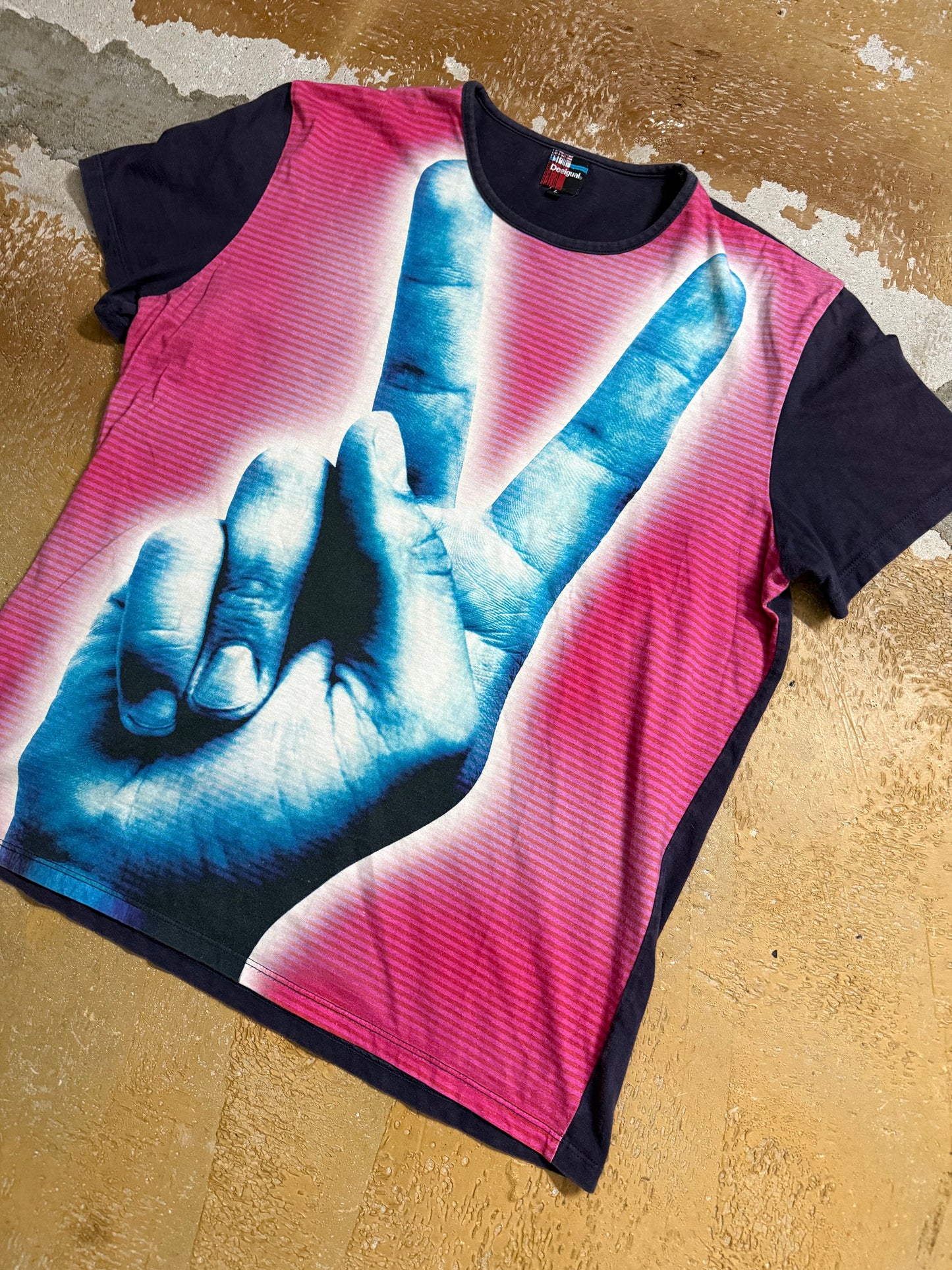 Desigual multicolor peace sign shirt - M