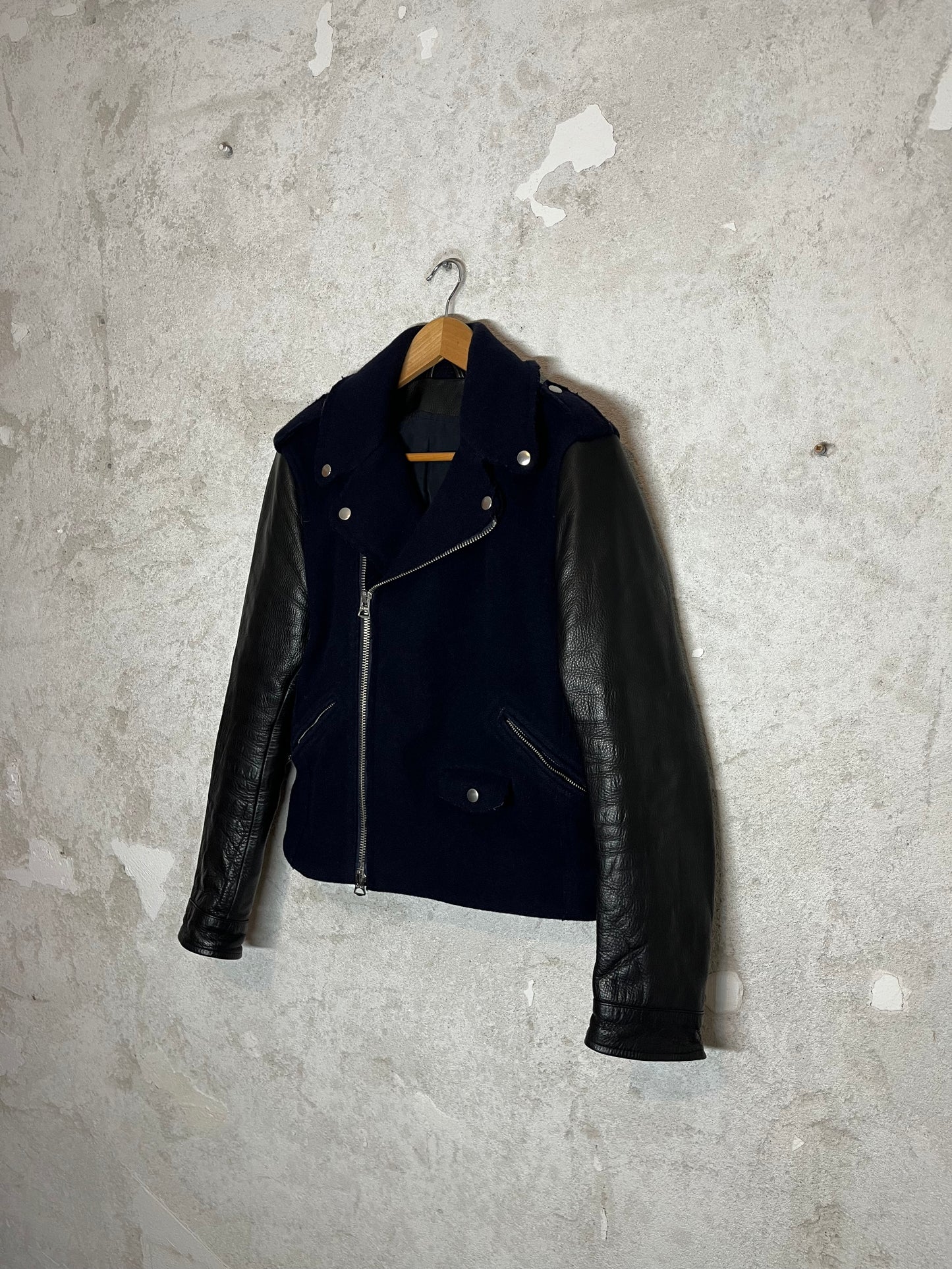 Acne Studios felt + leather motor jacket - M