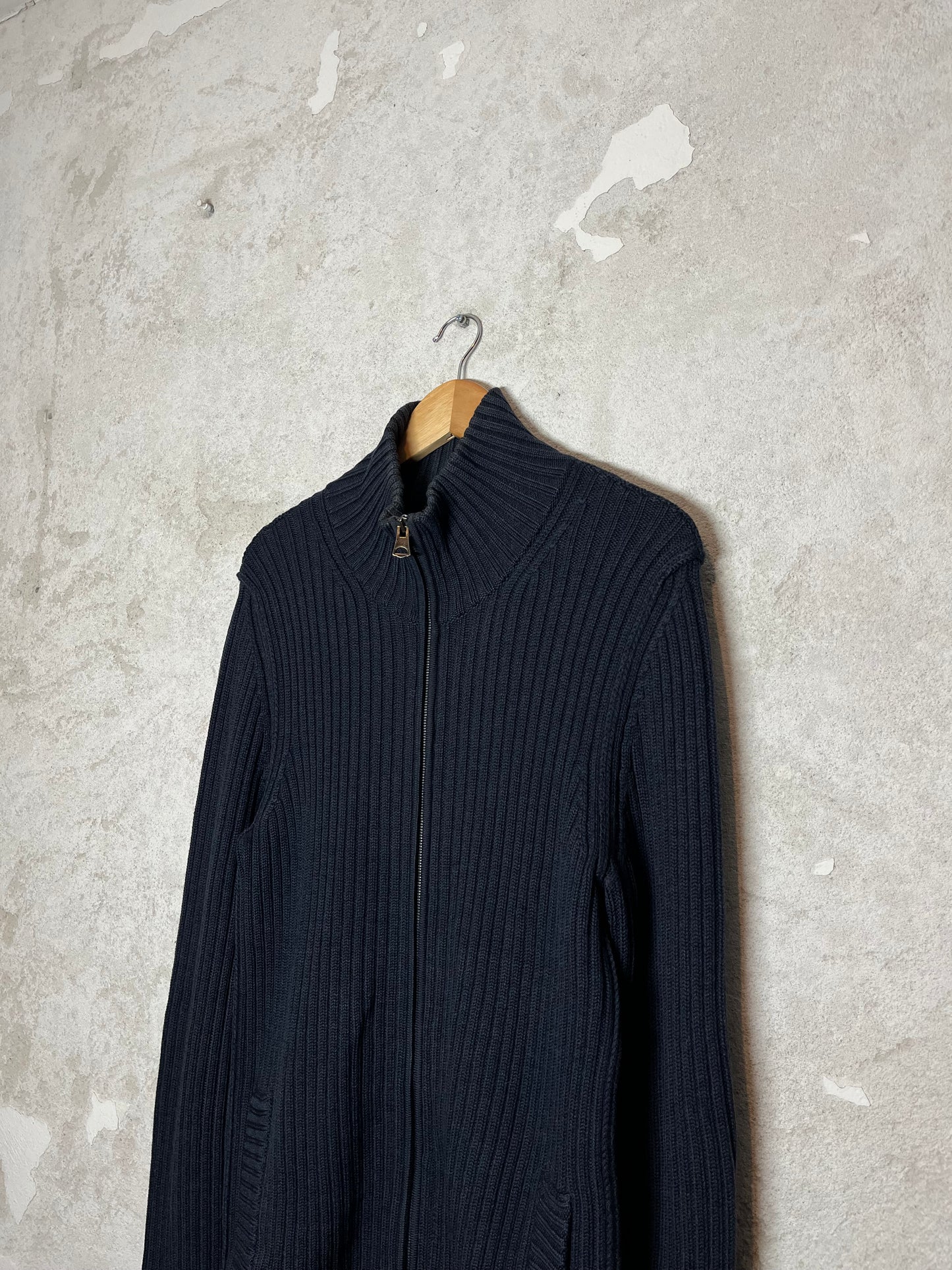 Dolce & Gabanna 2000s y2k designer ribbed knit zip-up sweater - L