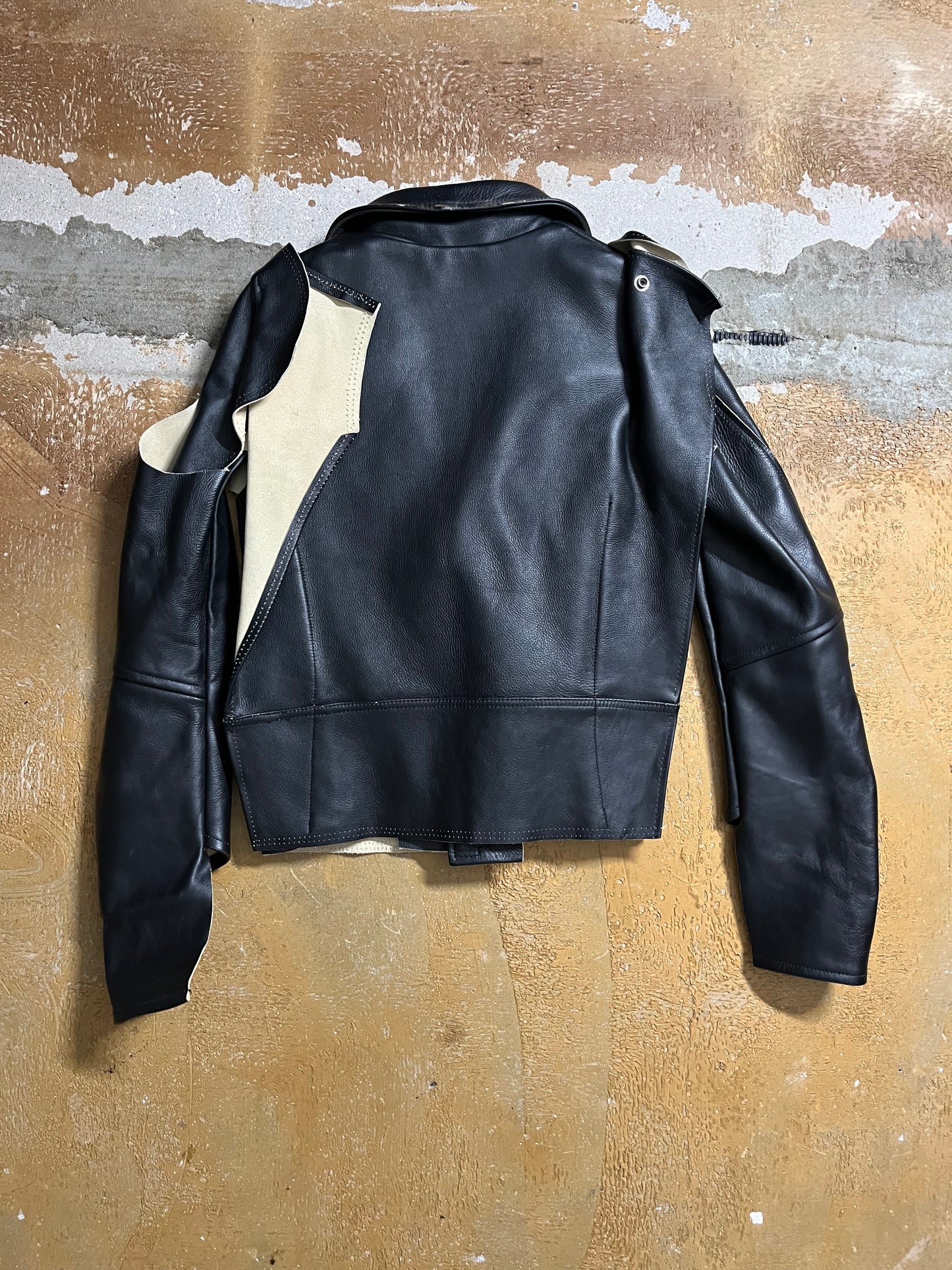 H&M maison margiela deconstructed leather motor jacket - S