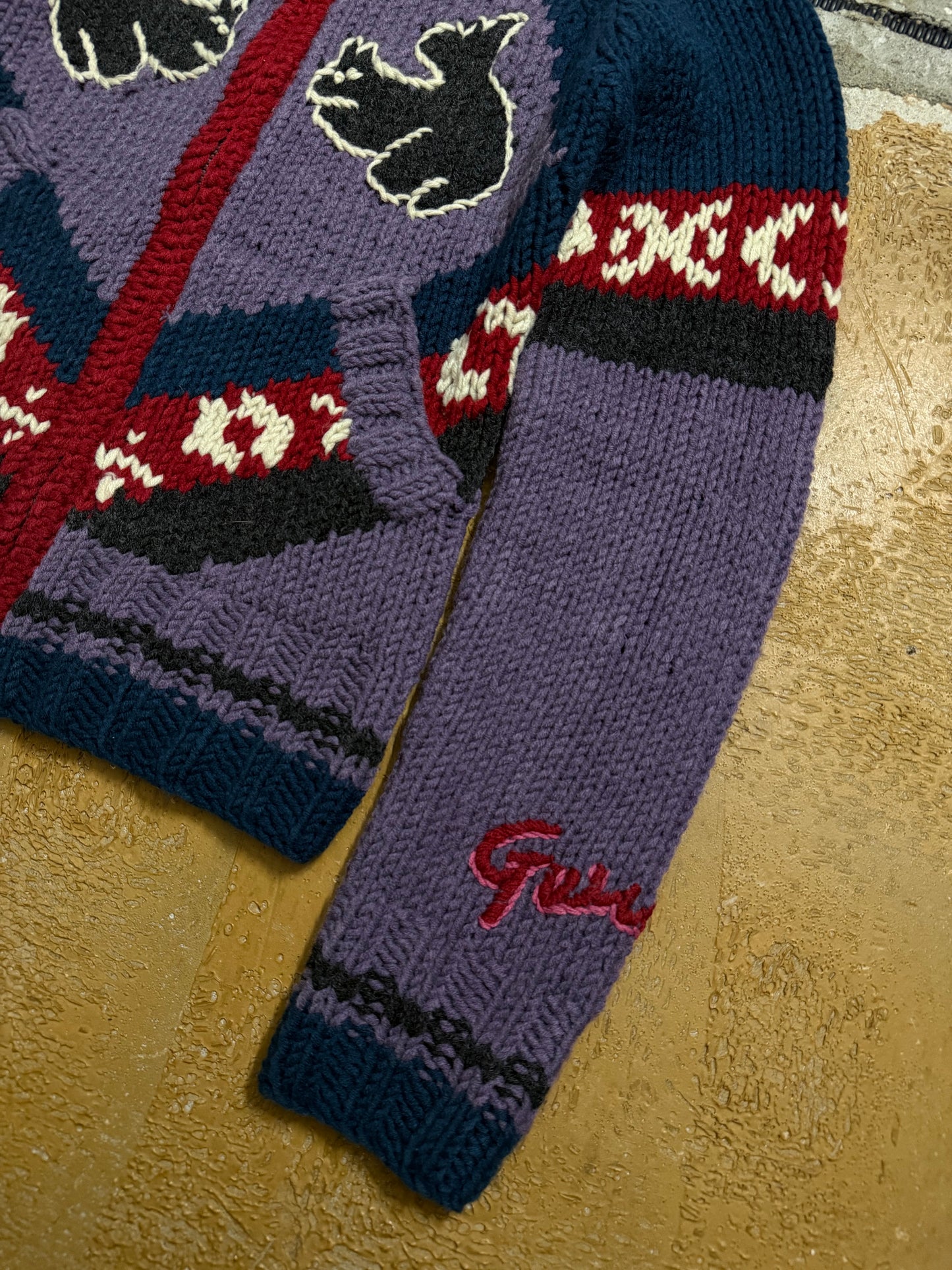 Guru hand made knit wool blend zipup - S