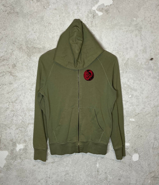 Diesel khaki green zip up sweatshirt - XS