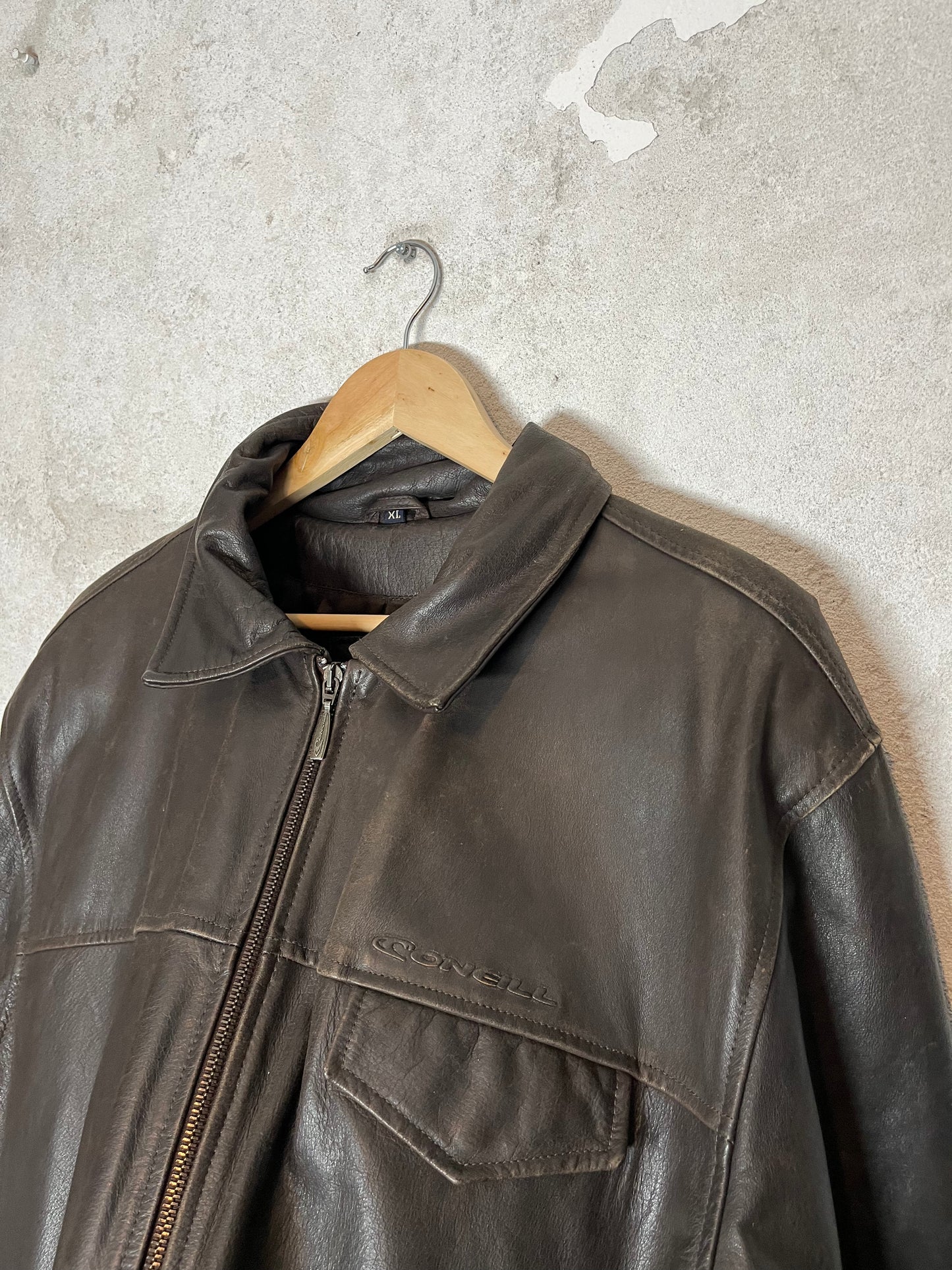 O'neill vintage 2000s embossed logo leather jacket - XXL