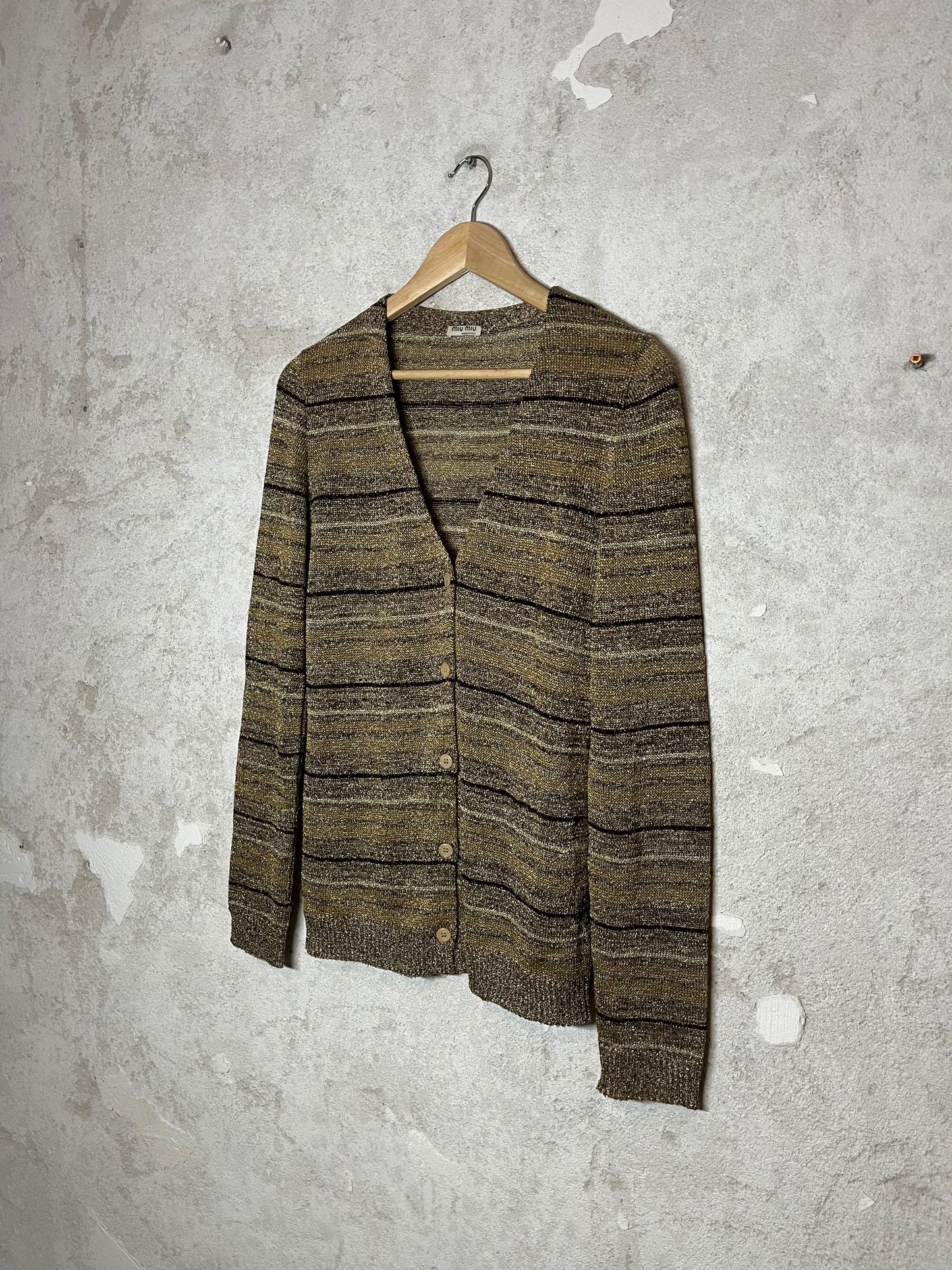 Miu Miu gold knit cardigan - M