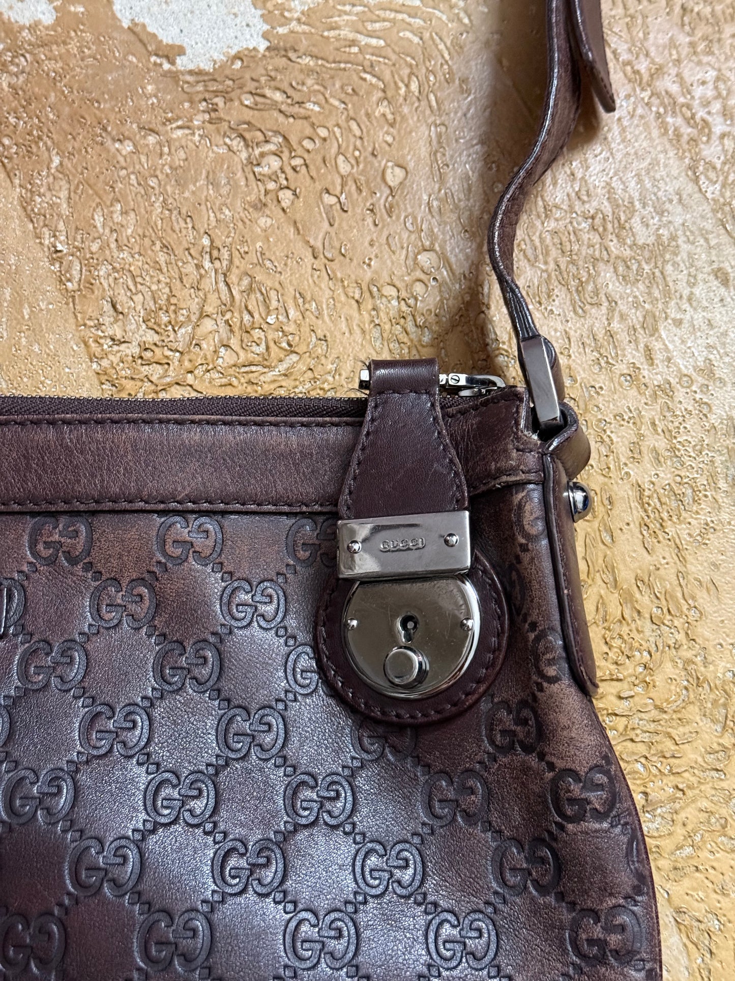 Gucci leather monogram shoulder bag