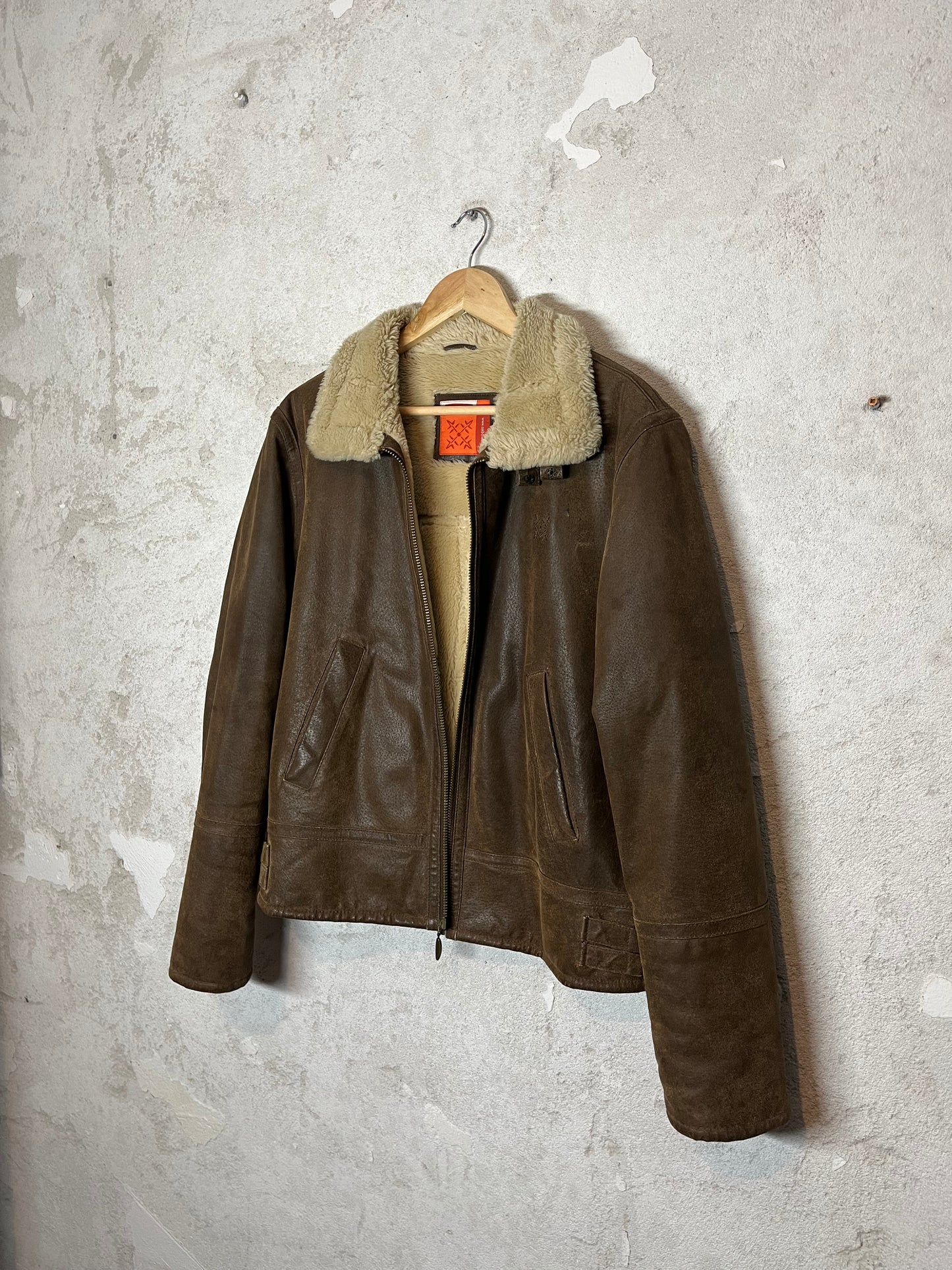 Oxbow 2000s high quality leather sherling sherpa jacket - M