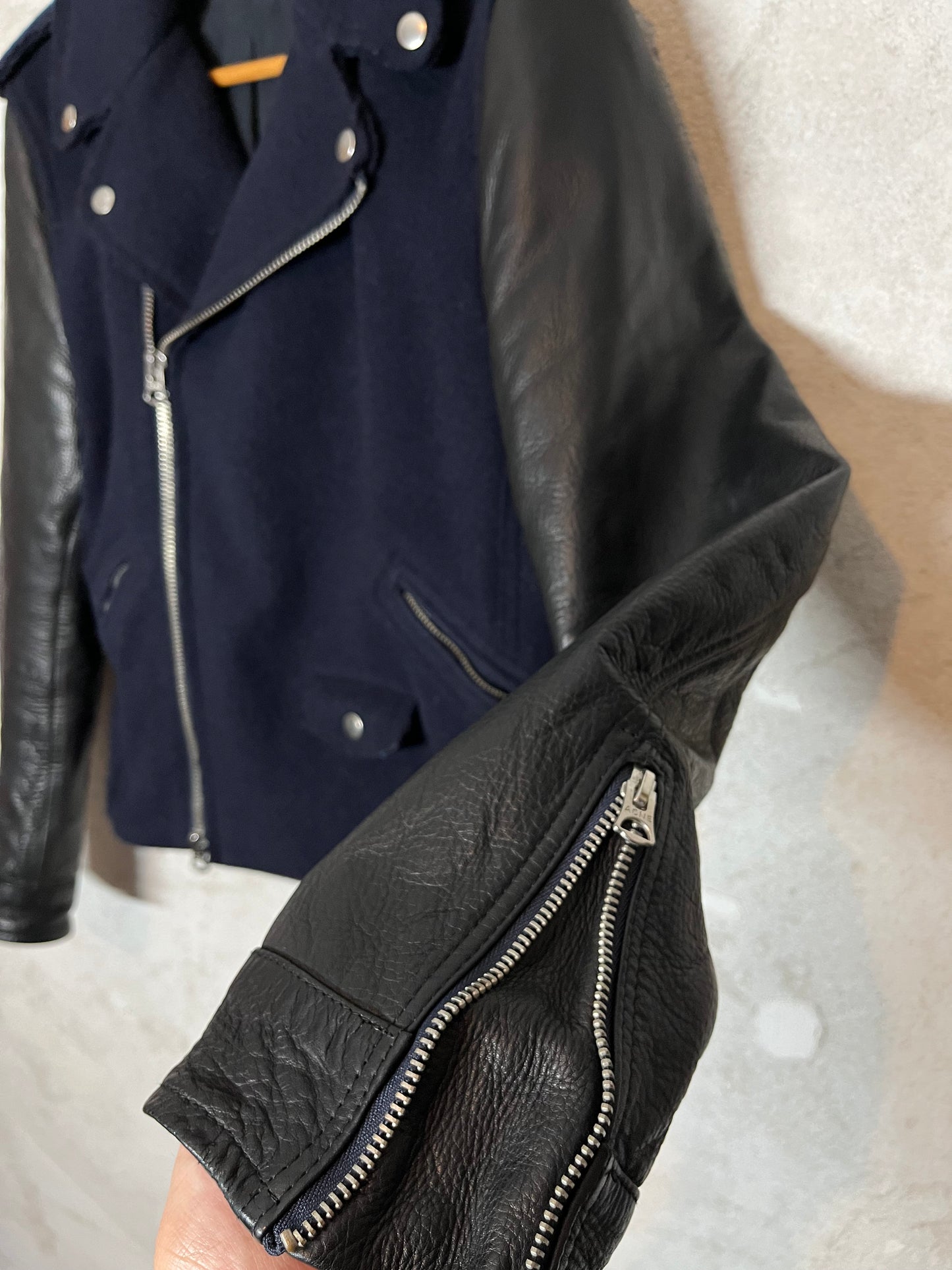 Acne Studios felt + leather motor jacket - M