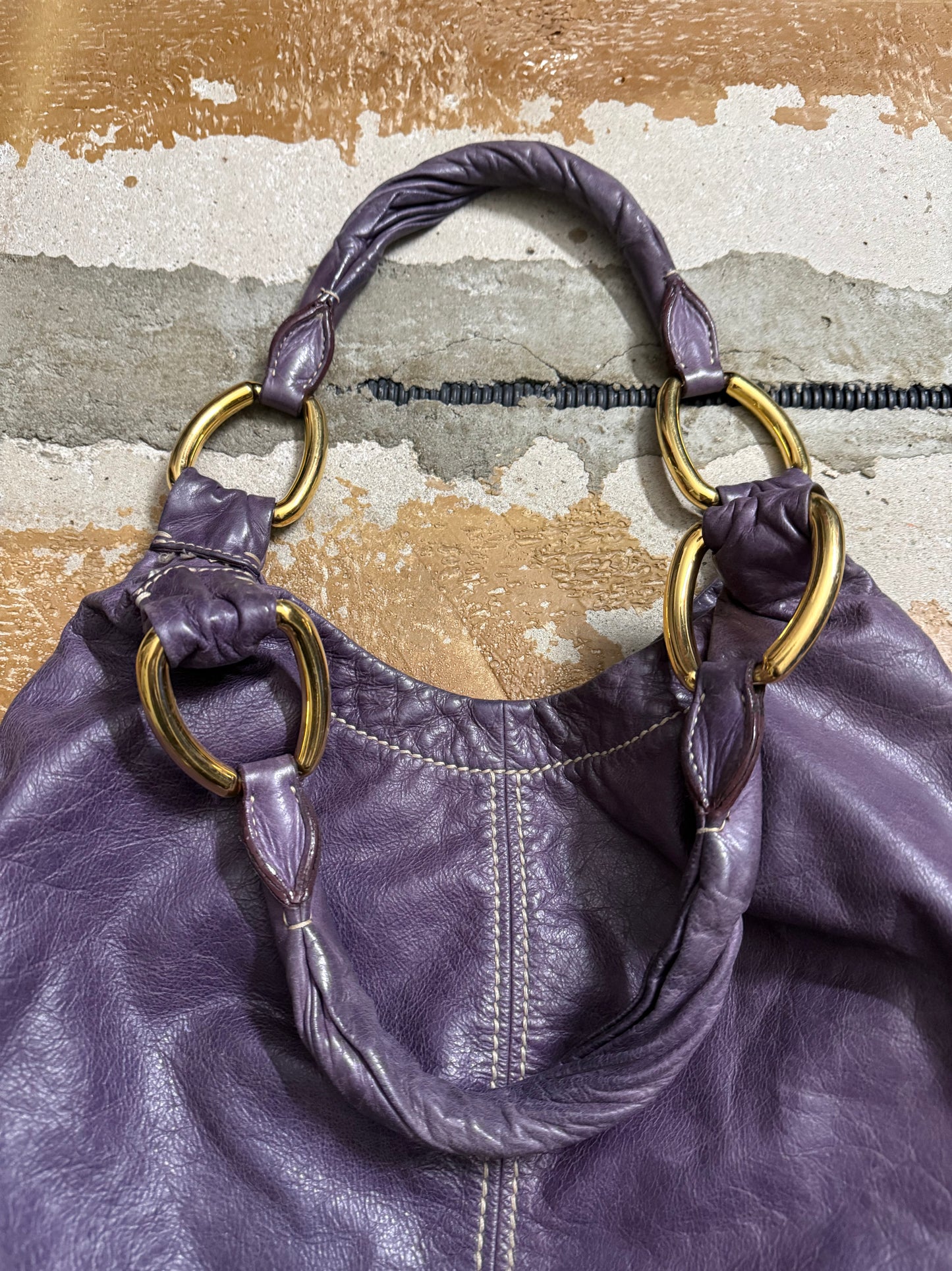 Miu Miu purple leather shopper bag