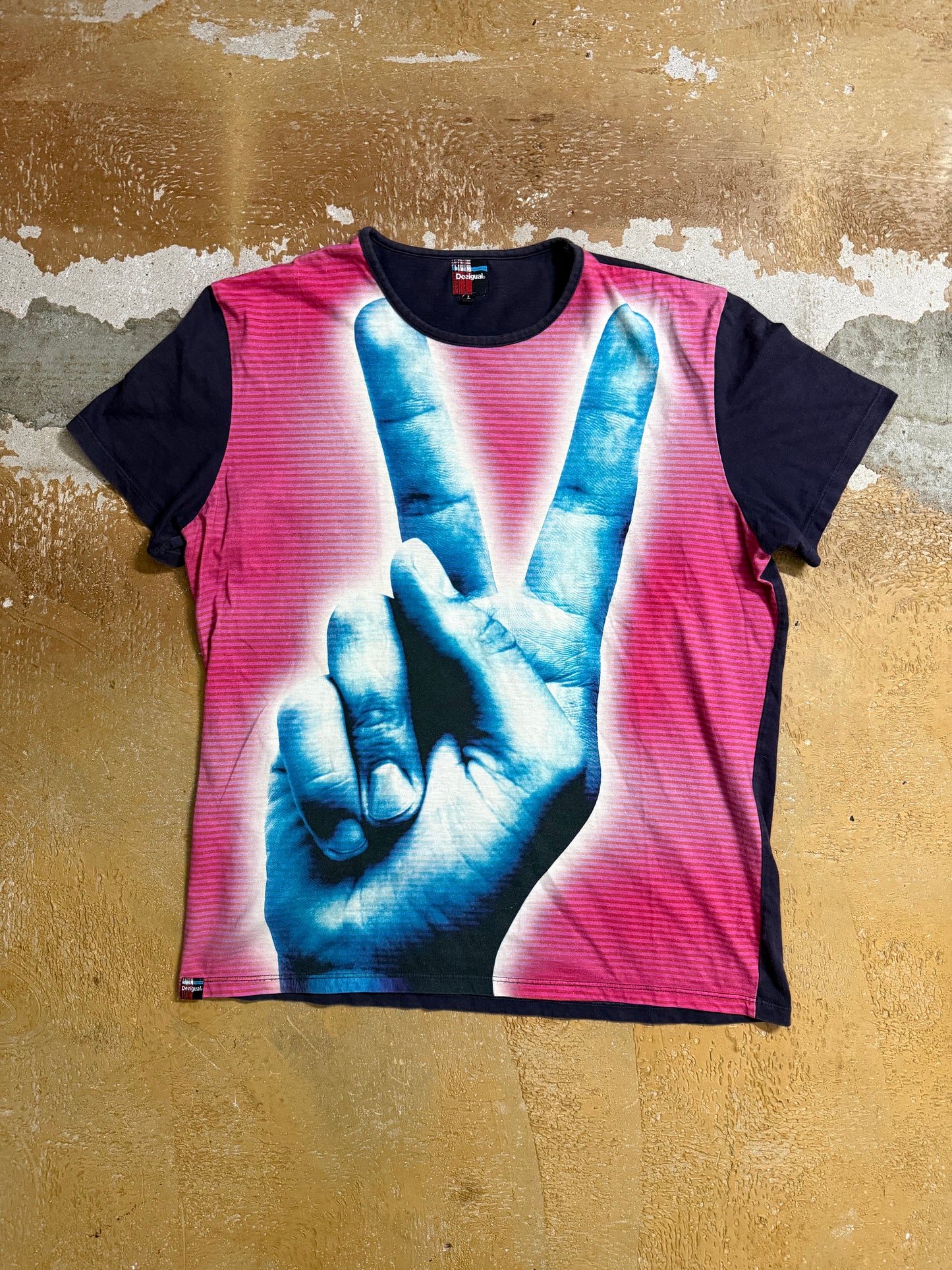 Desigual multicolor peace sign shirt - M