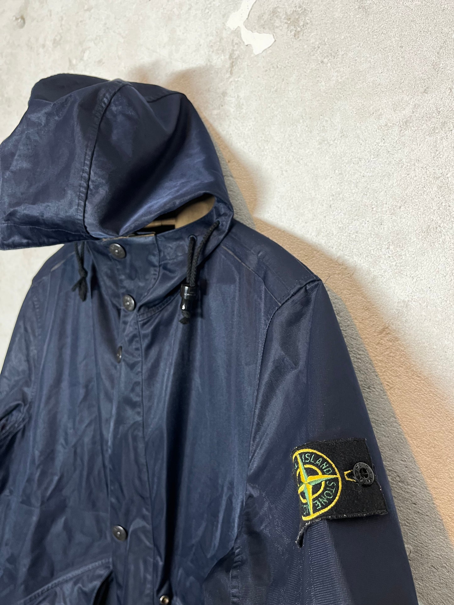 Stone Island reversible rare 2-in-1 lined vintage waxed trenchcoat jacket - L