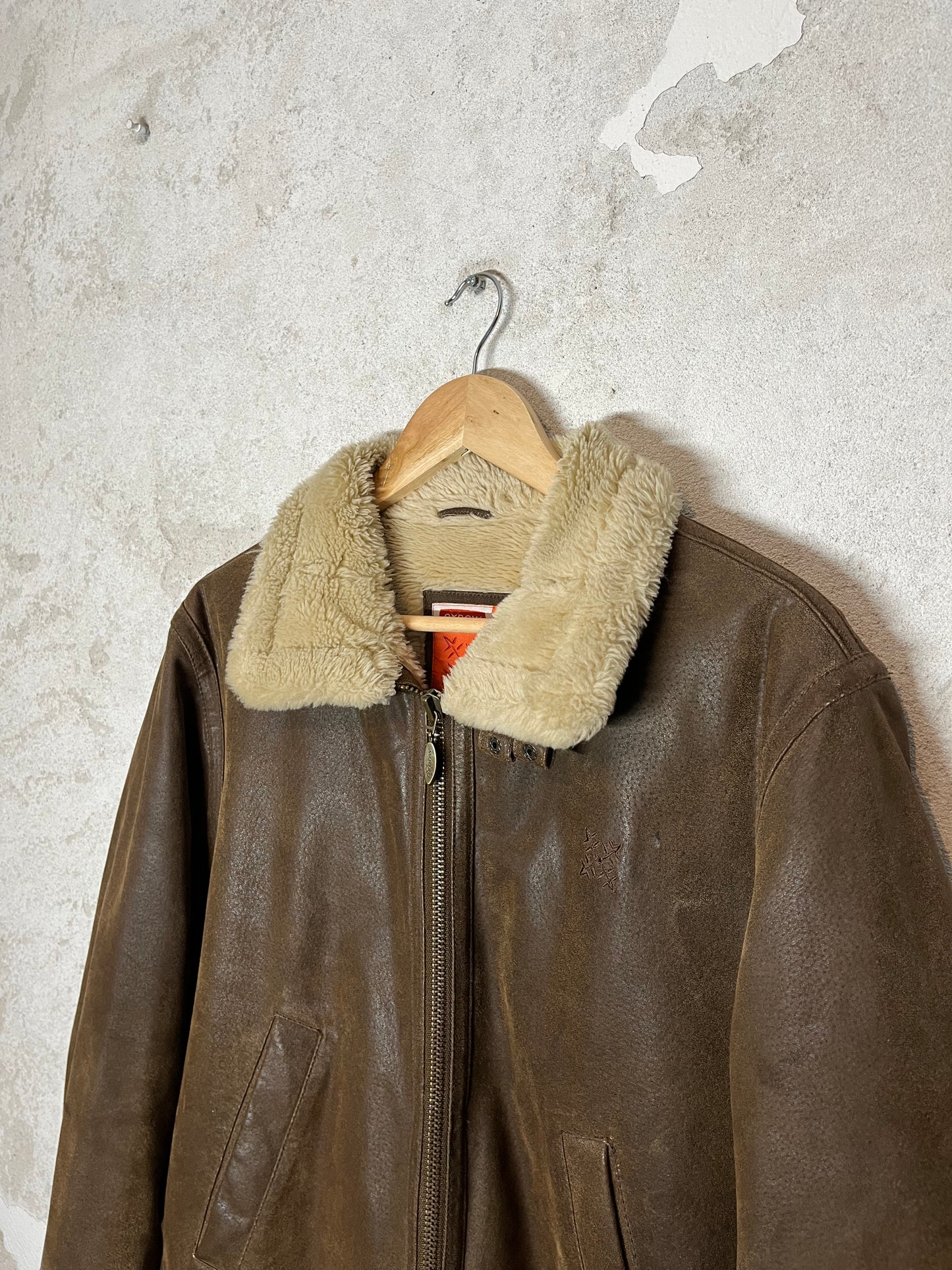 Oxbow 2000s high quality leather sherling sherpa jacket - M