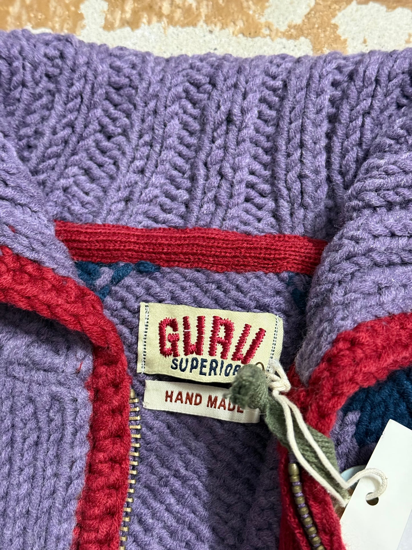 Guru hand made knit wool blend zipup - S