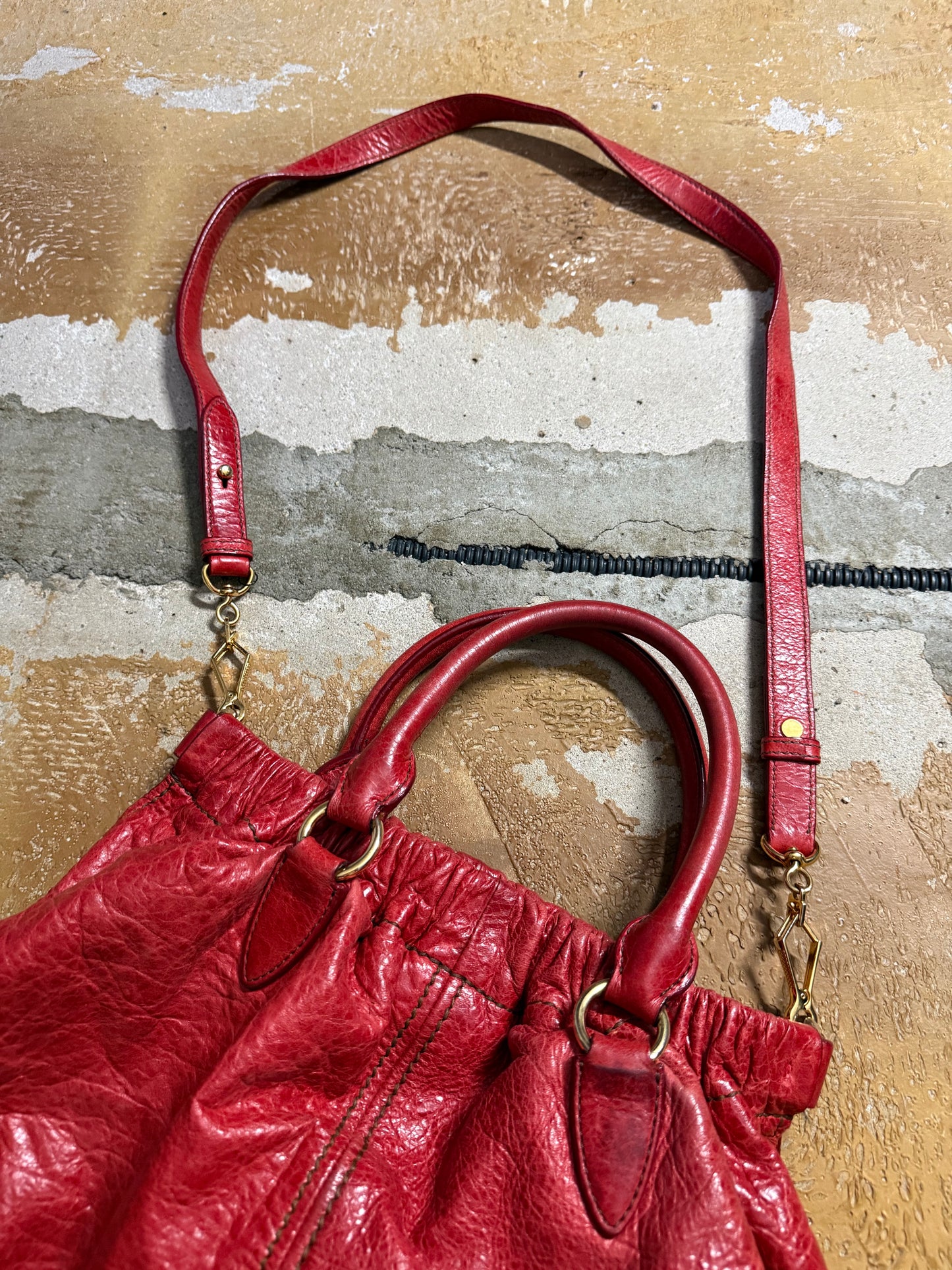 Miu Miu vintage leather red big hobo bag