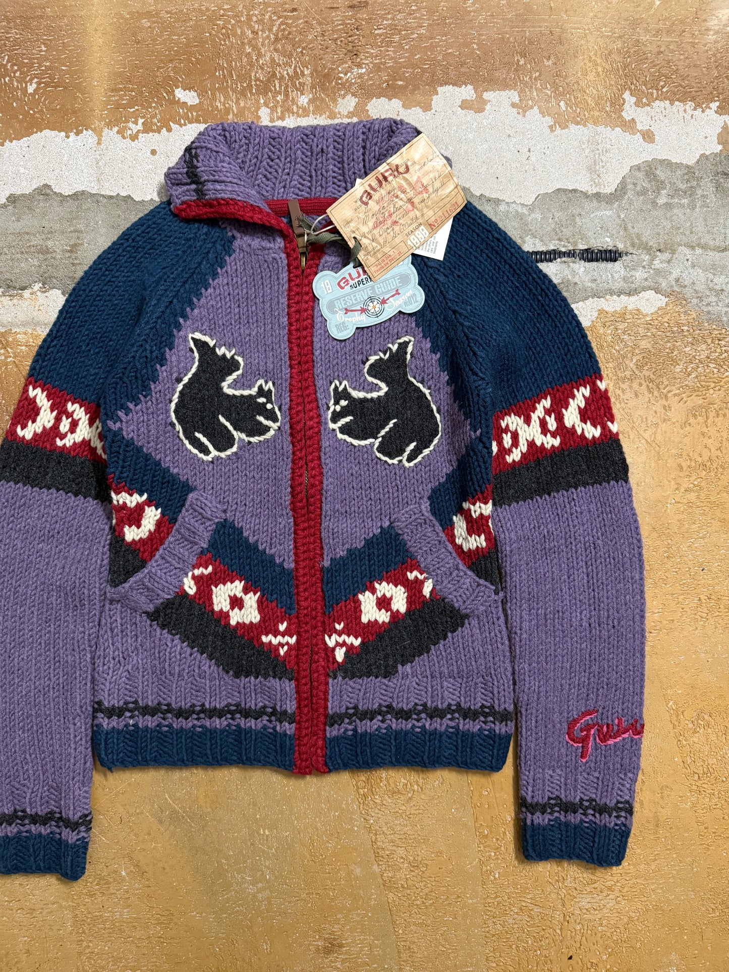 Guru hand made knit wool blend zipup - S