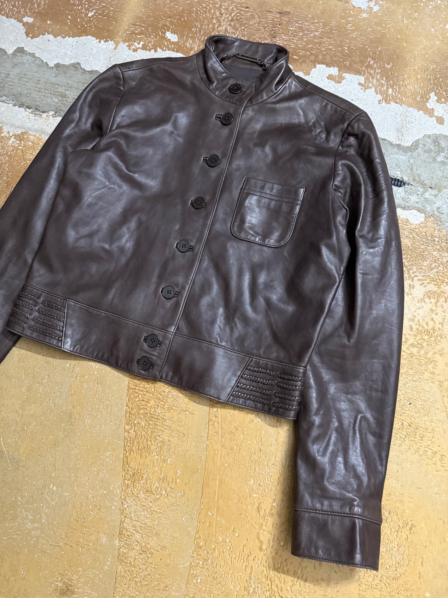 Ralph Lauren vintage 100% leather button up jacket - M