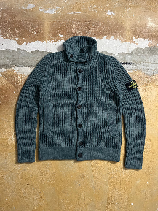 Stone Island wool knit collared cardigan - M