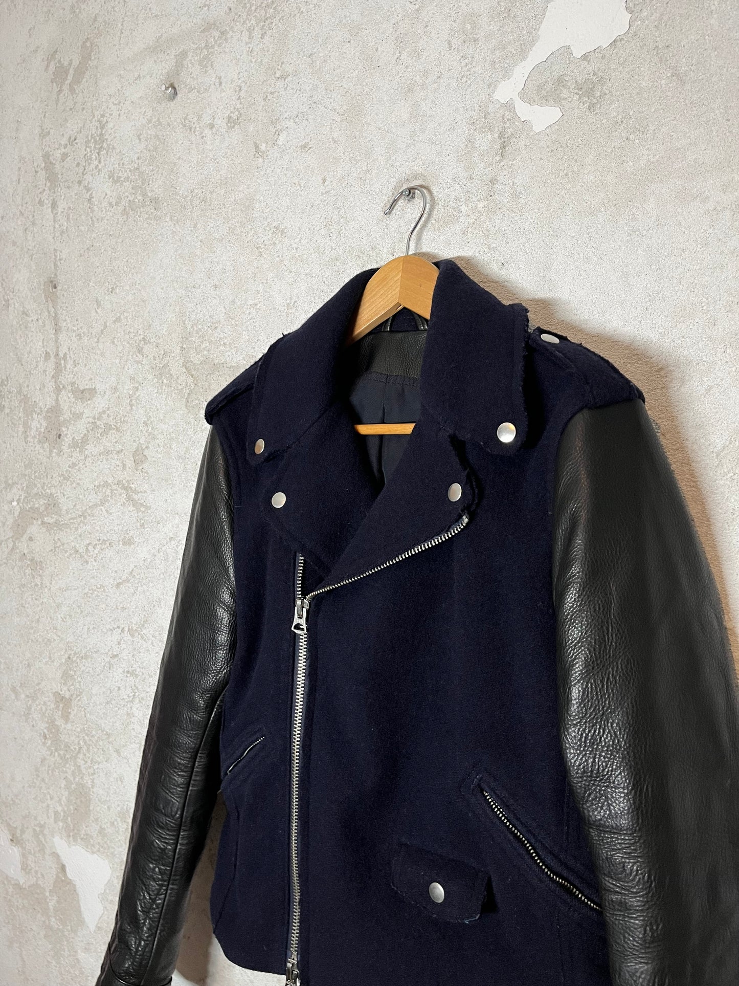 Acne Studios felt + leather motor jacket - M