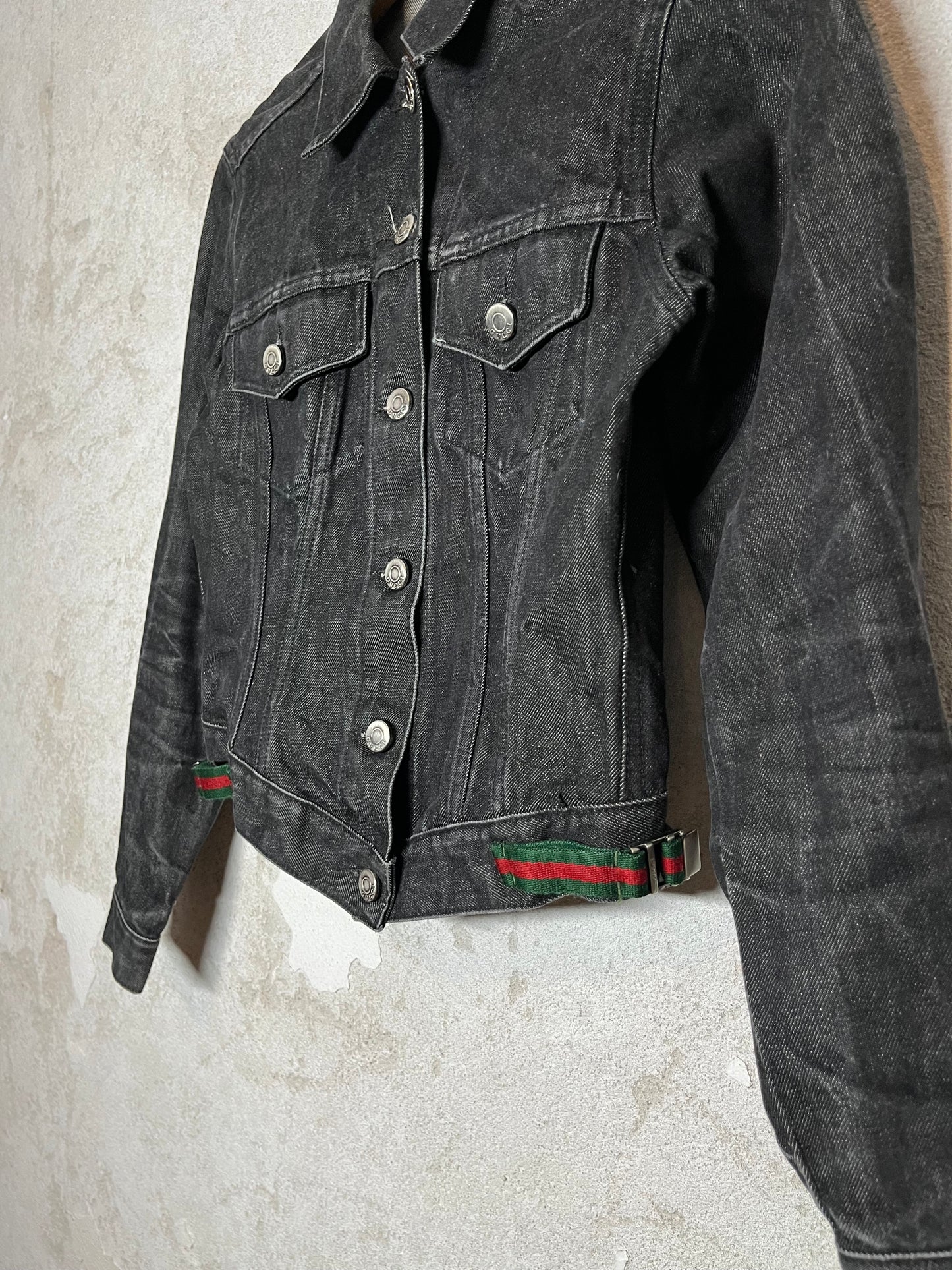 Gucci by Tom Ford red/green buckle 1998 denim jacket - M