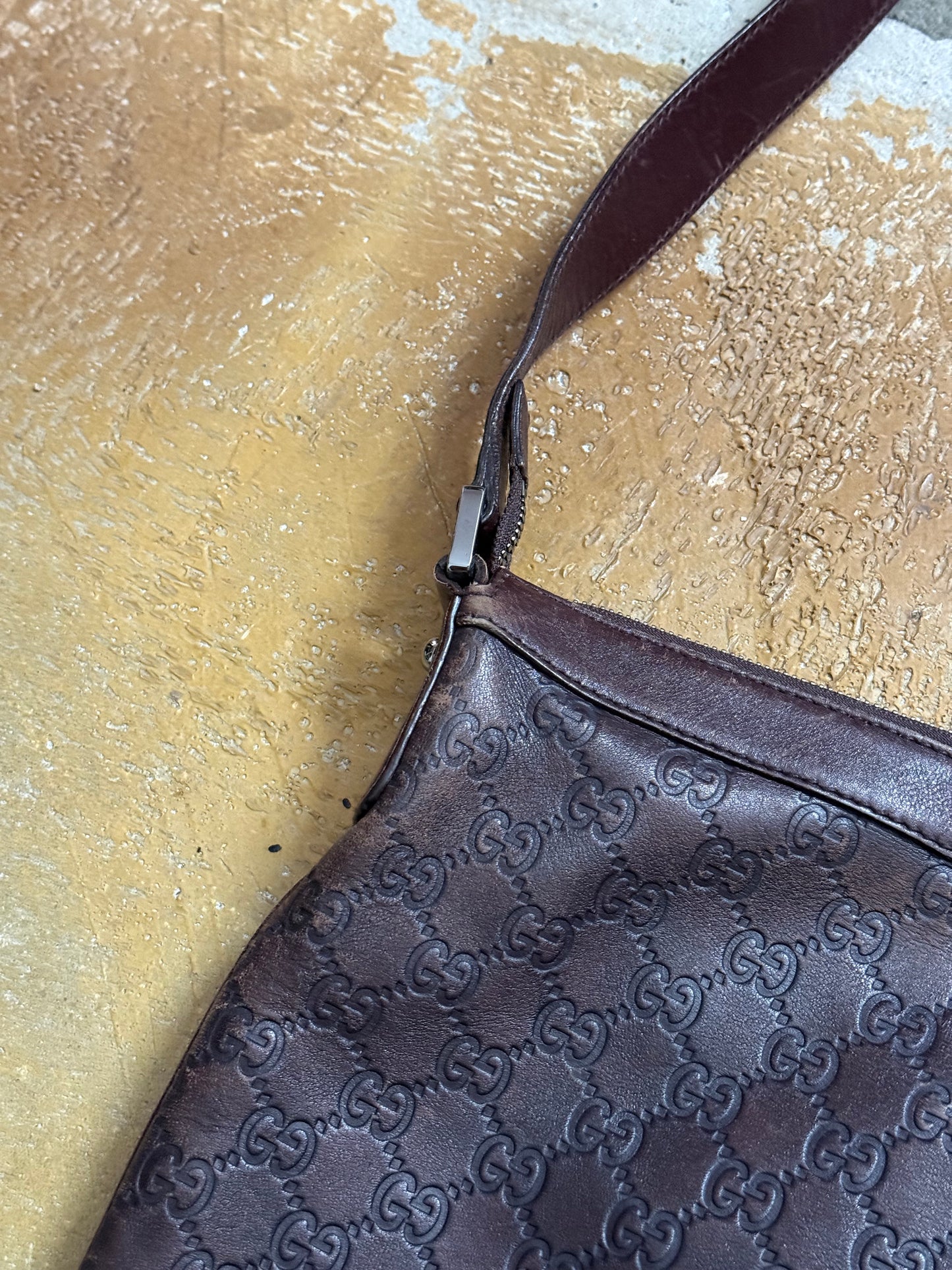 Gucci leather monogram shoulder bag