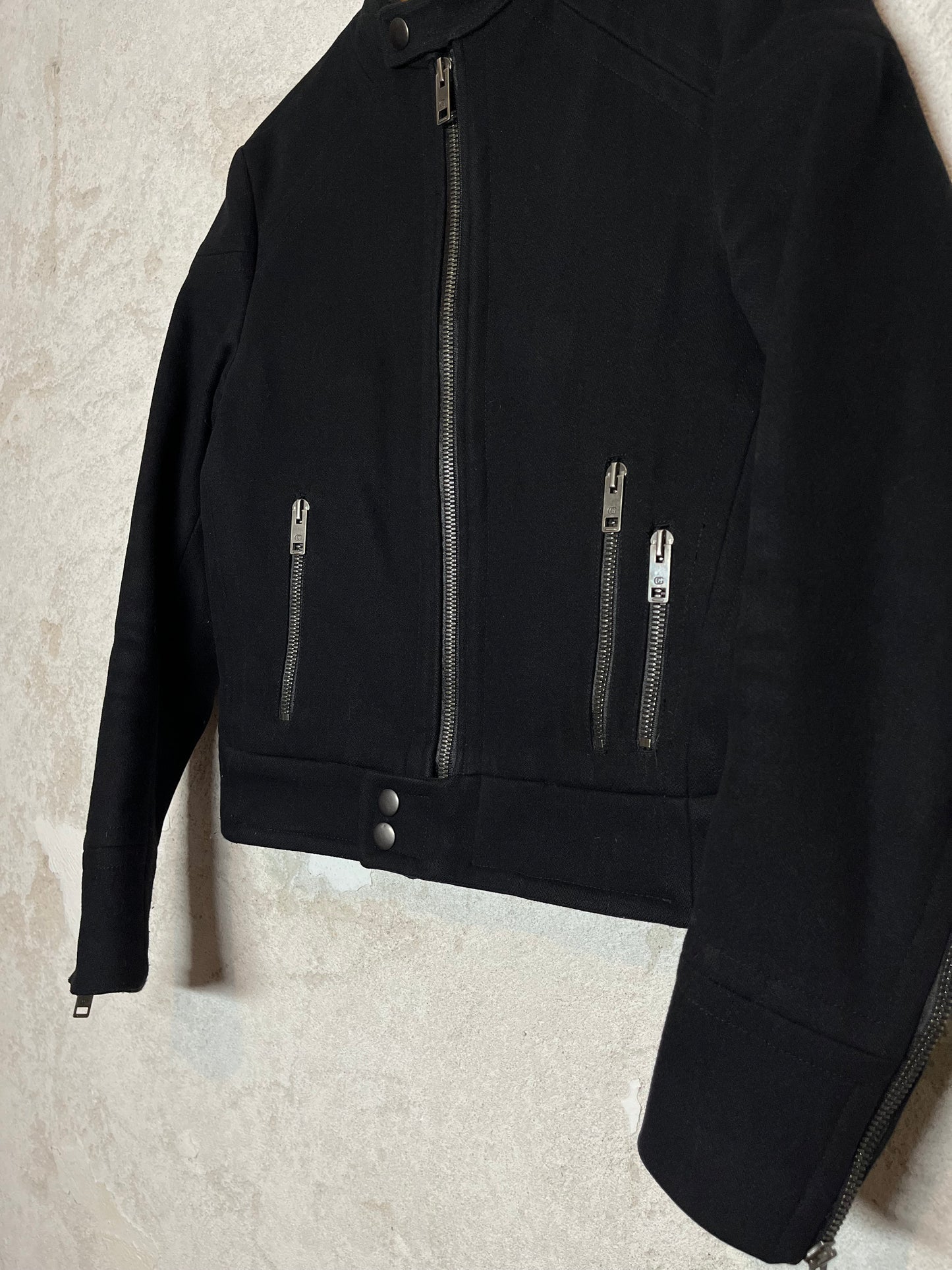 Gucci 100% melton wool biker jacket -