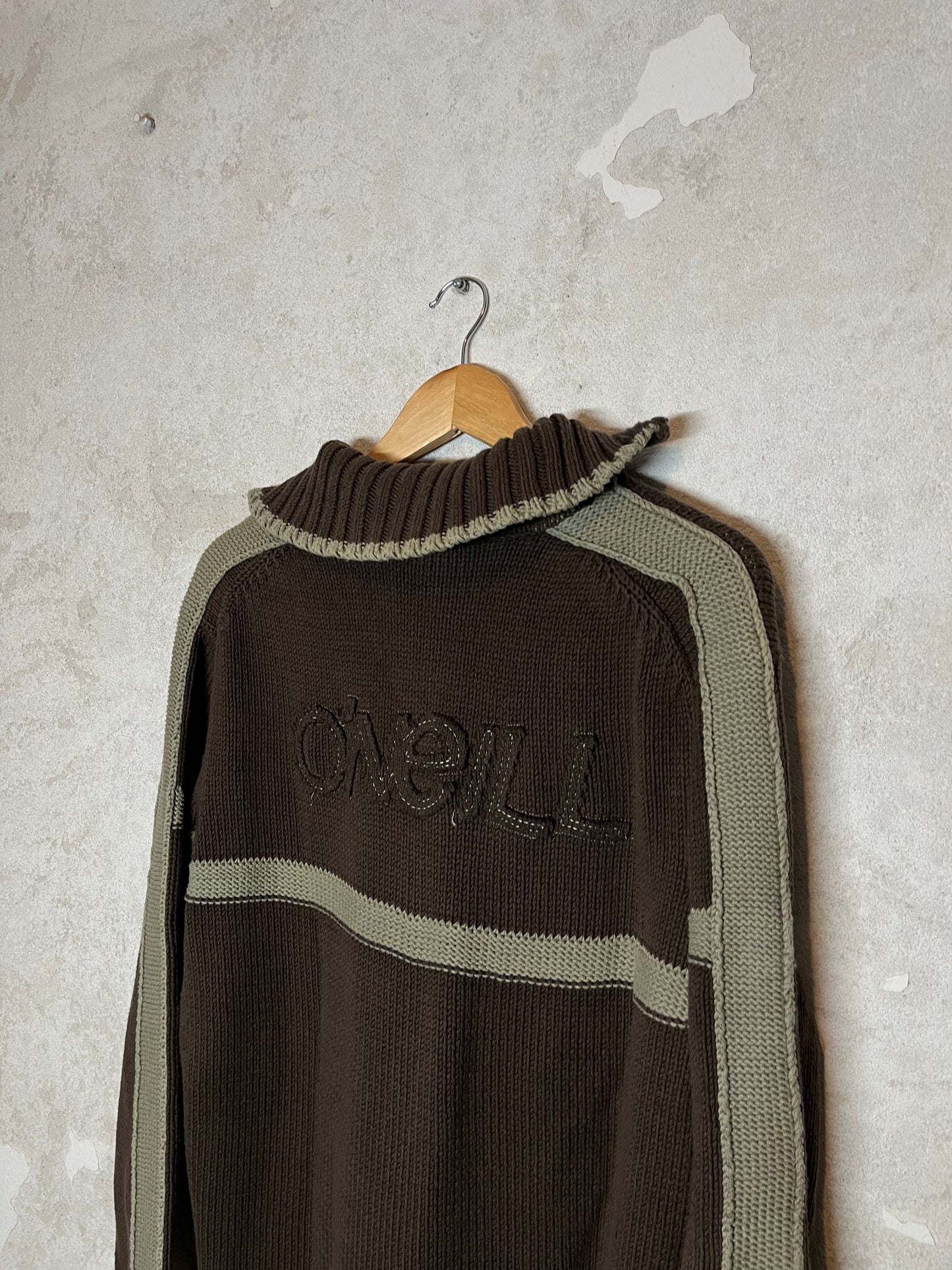 O’neill vintage brown 1/4 zip up knit sweater - XL