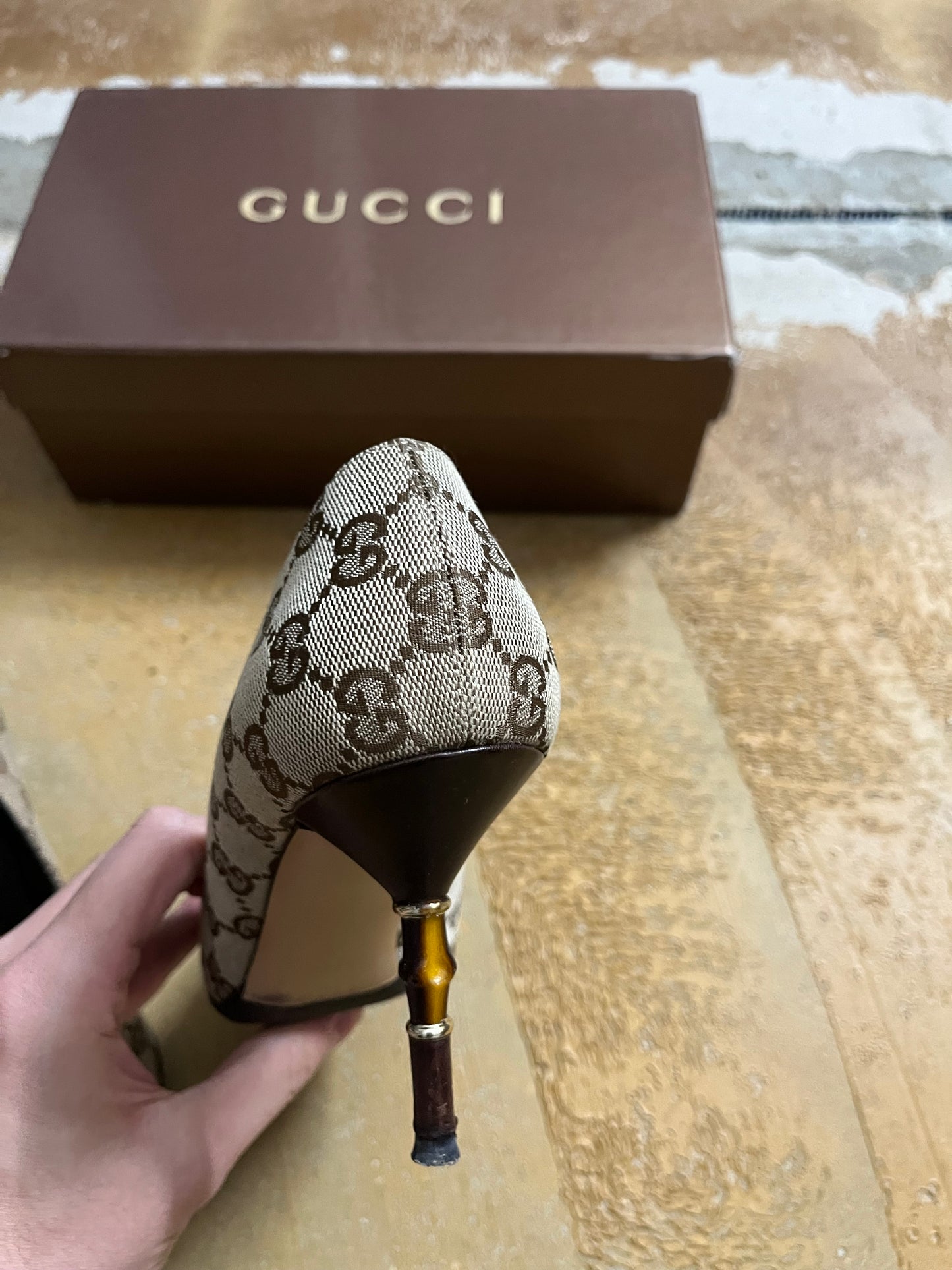 Gucci monogram vintage kitten heels - 37,5