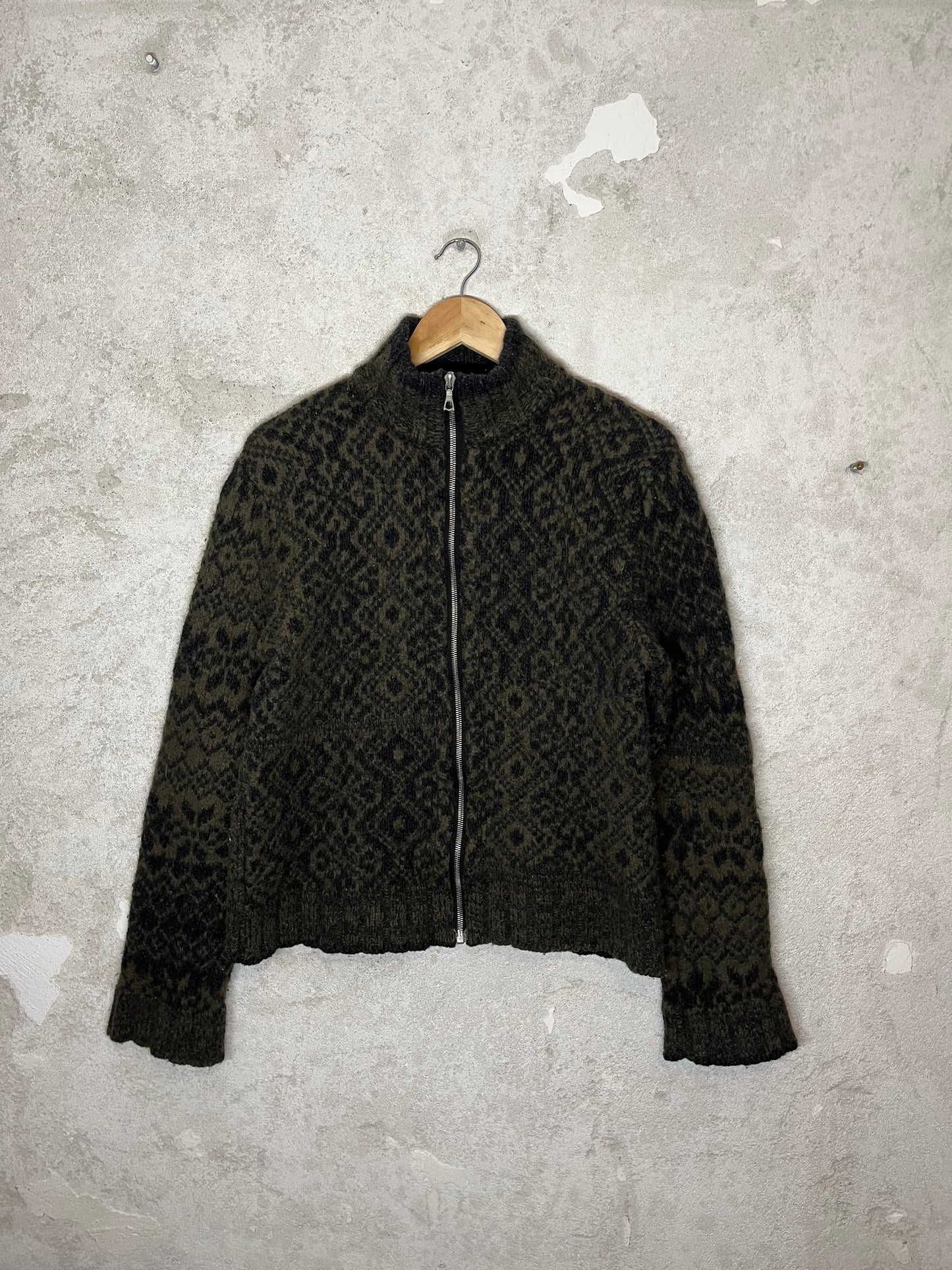 Dries van Noten camel wool cardigan zip-up sweater