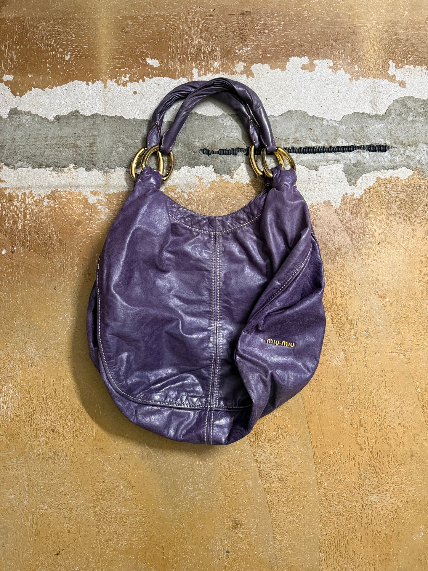 Miu Miu purple leather shopper bag