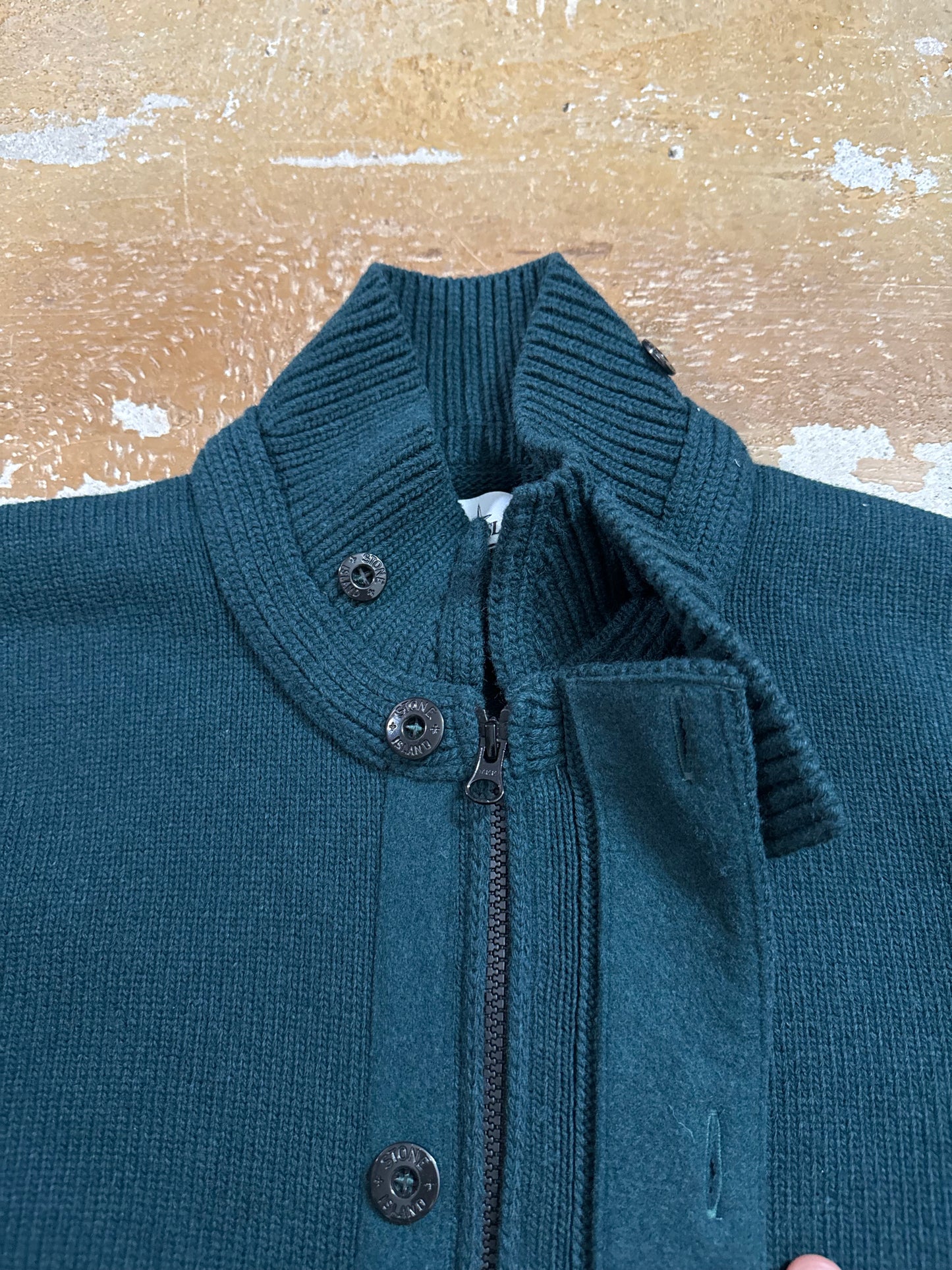 Stone island heavy knit sea moss green sweater - L