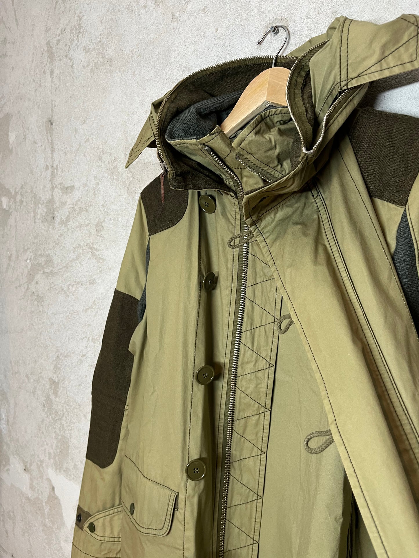 Junya Watanabe cargo khaki hooded jacket - S