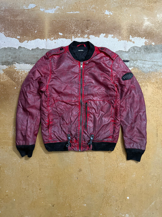 Diesel vintage red waxed bomber jacket - M