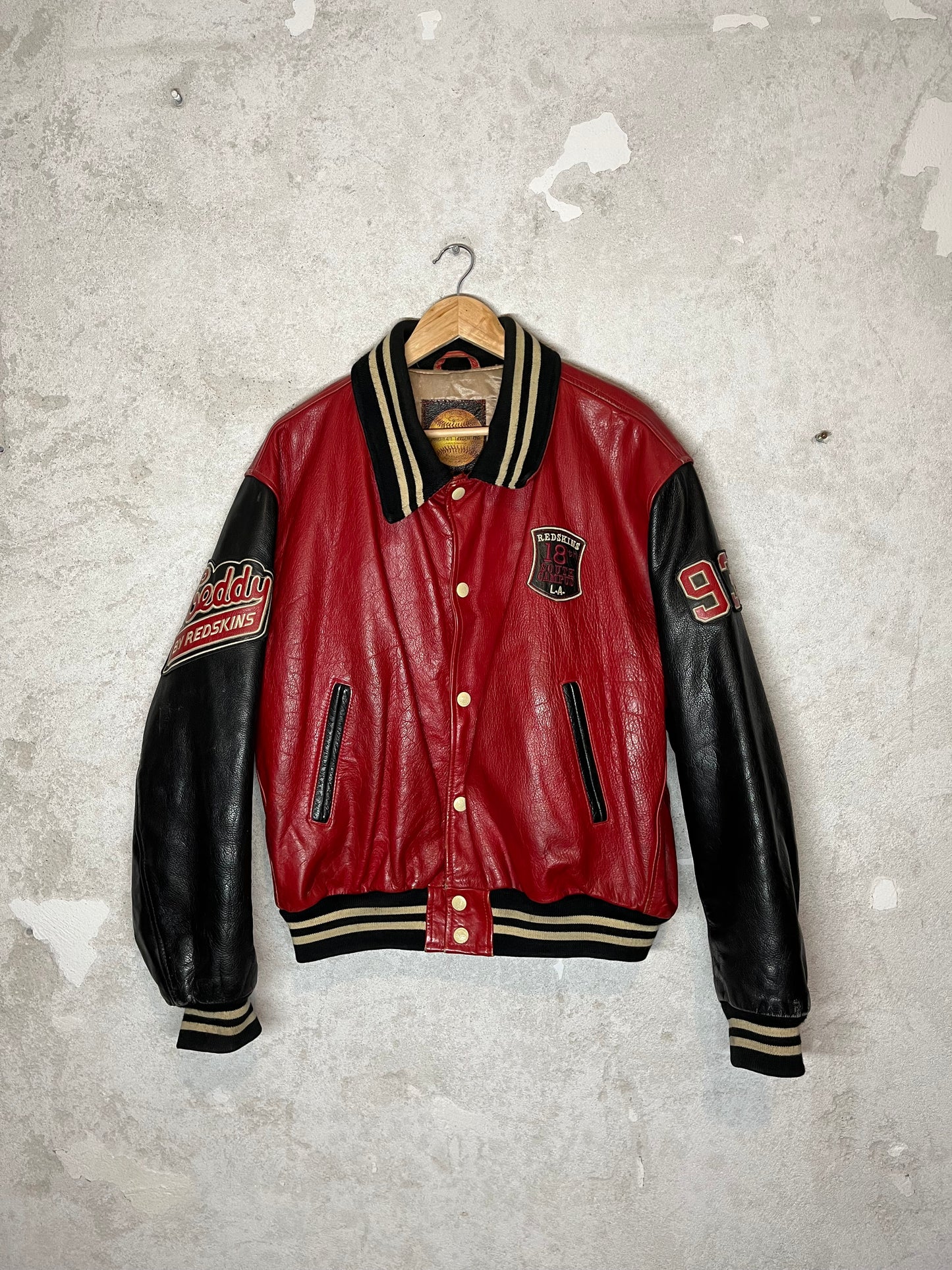 Redskins vintage baseball leather motor jacket - XL