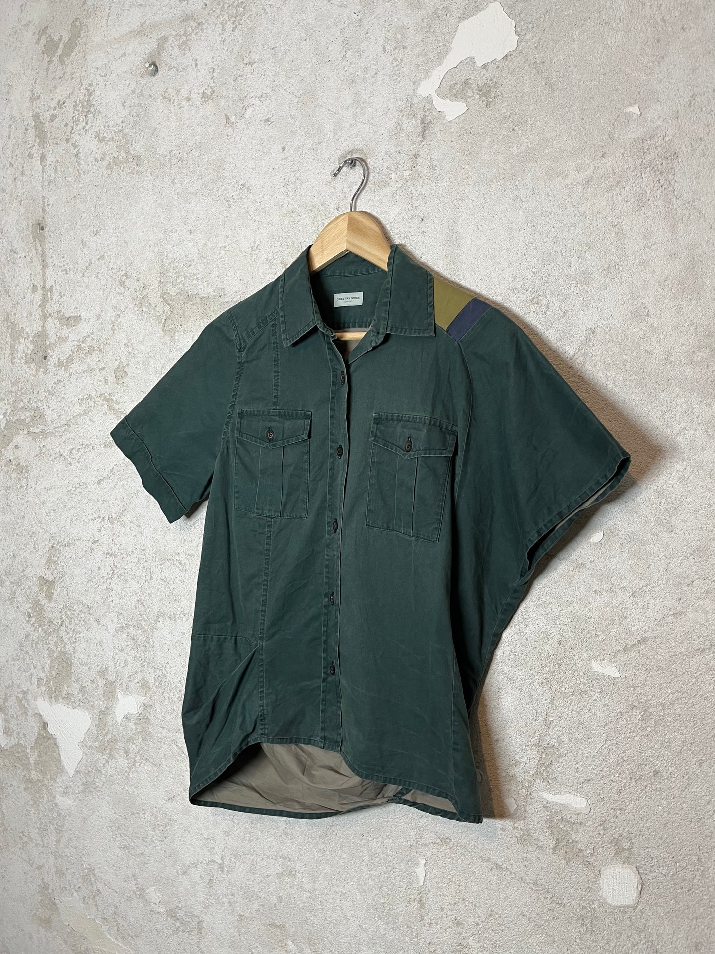 Dries van Noten washed effect asymmetrical shirt - M