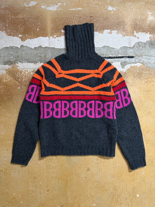 Dirk Bikkembergs vintage retro multicolor wool blend knit sweater - S