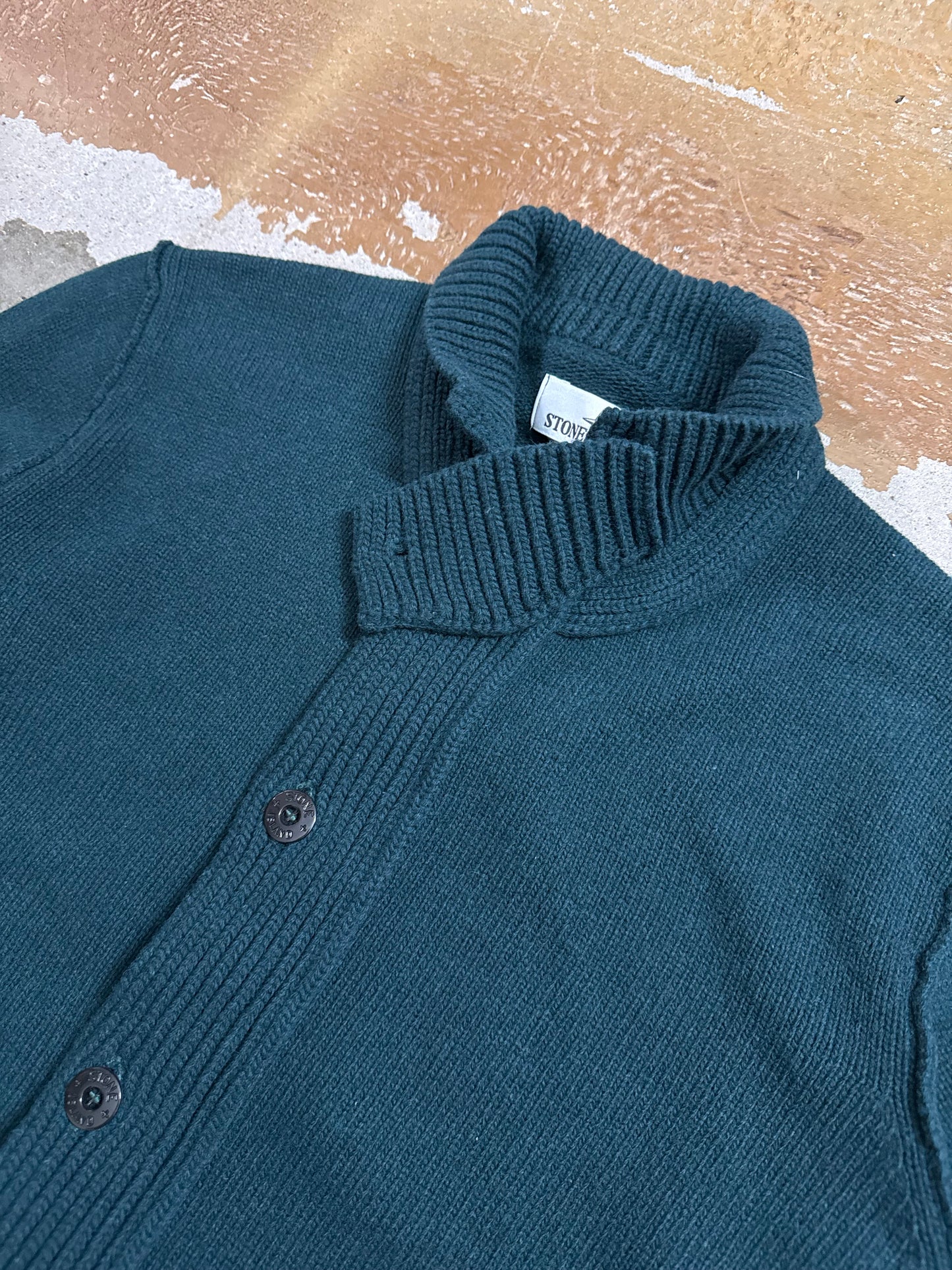 Stone island heavy knit sea moss green sweater - L