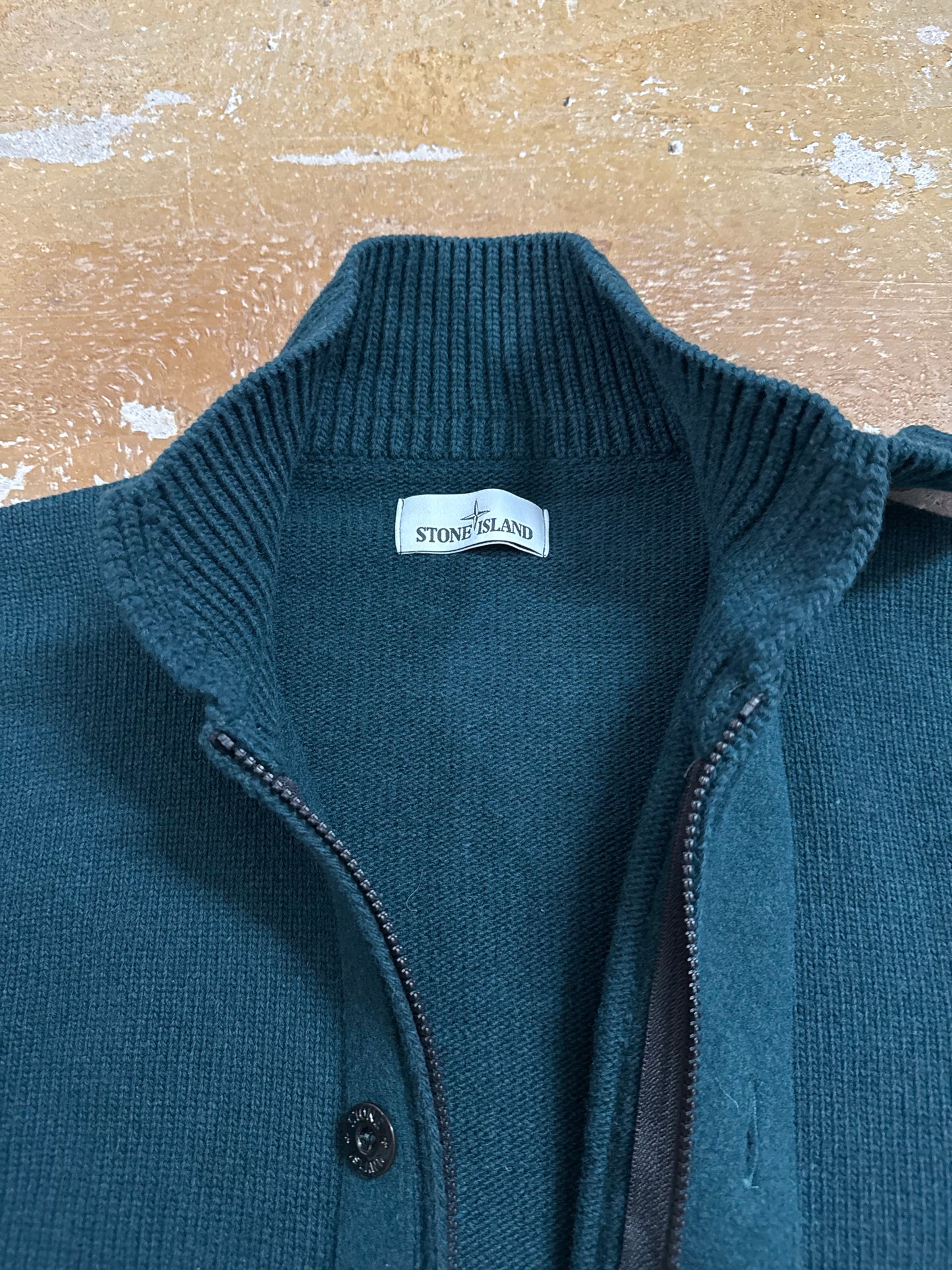 Stone island heavy knit sea moss green sweater - L