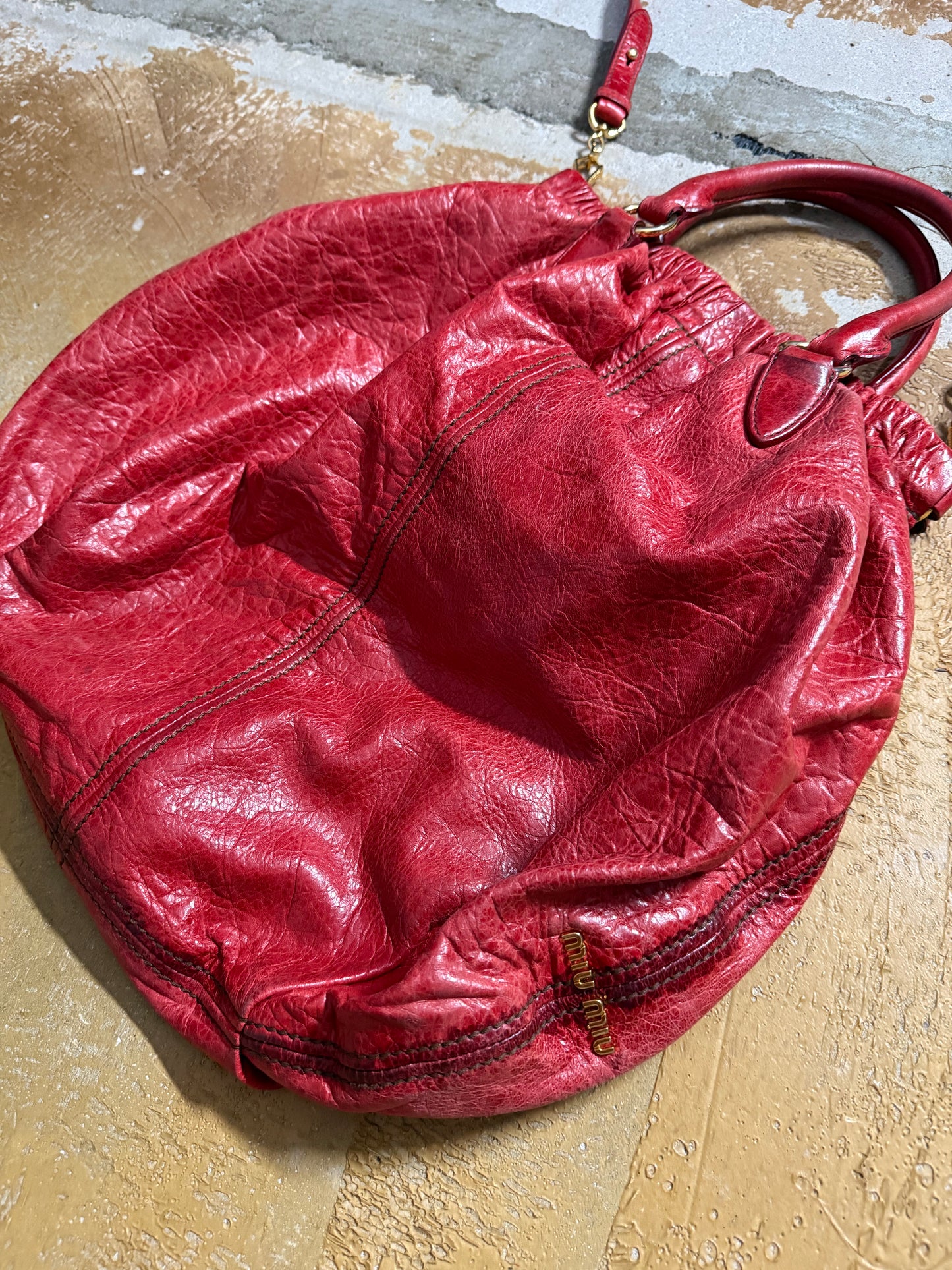 Miu Miu vintage leather red big hobo bag