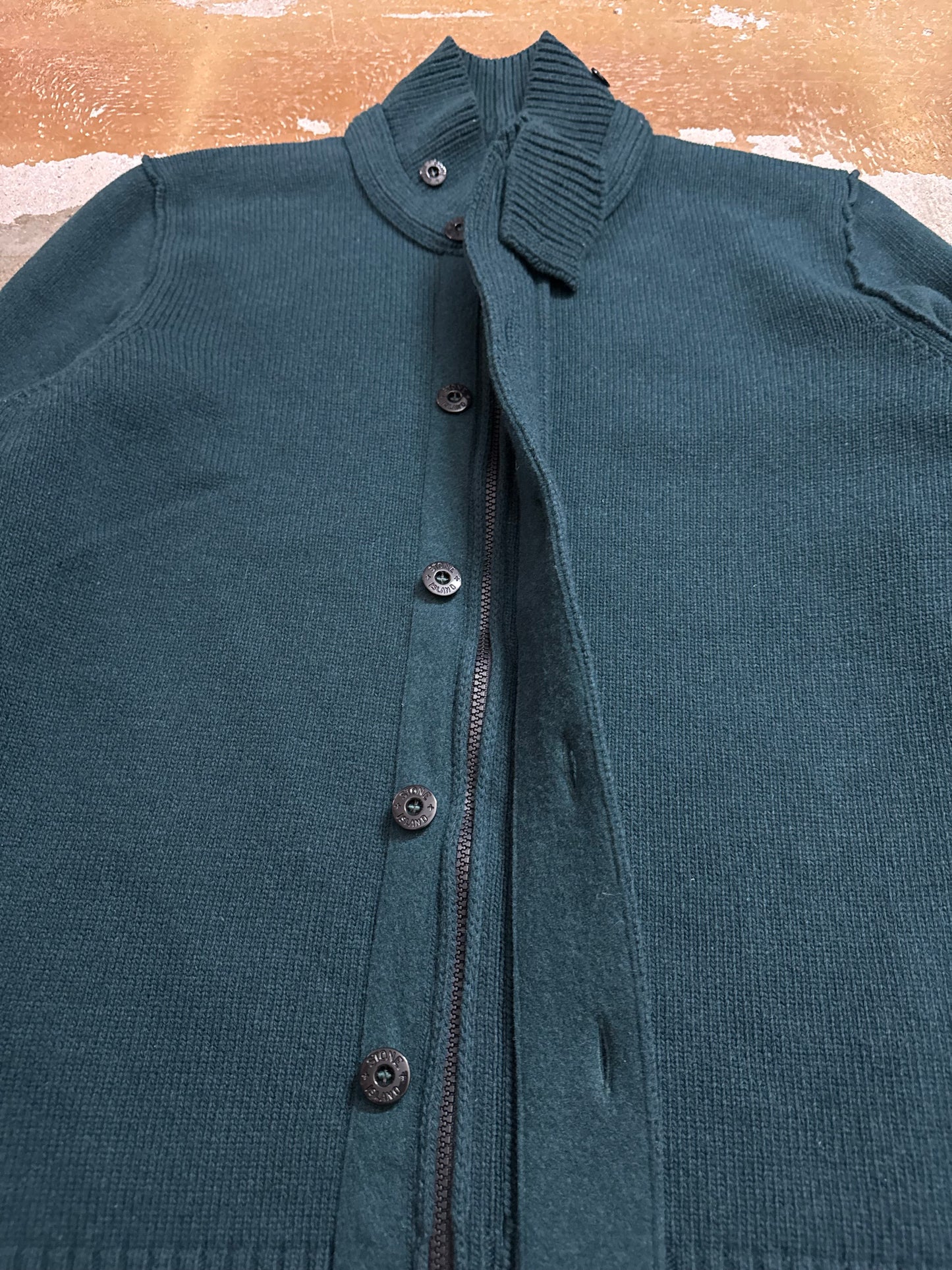 Stone island heavy knit sea moss green sweater - L