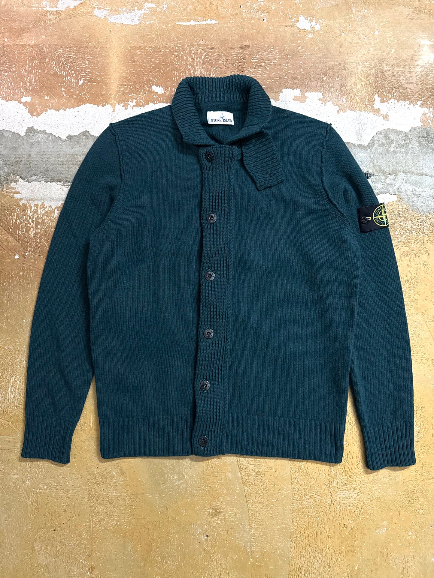 Stone island heavy knit sea moss green sweater - L