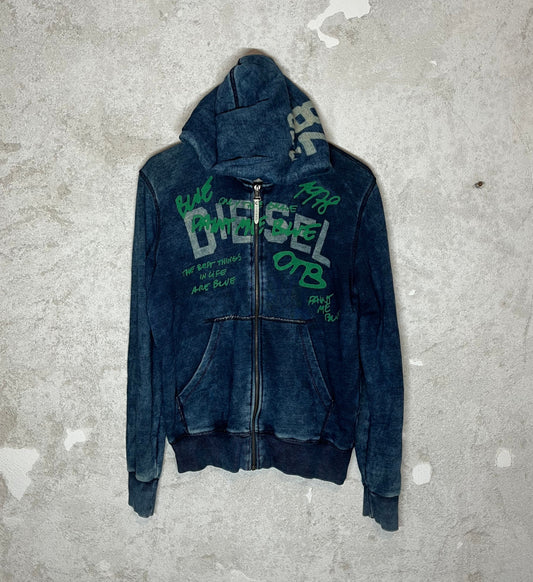 Diesel vintage distressed graffiti hooded sweatshirt - M