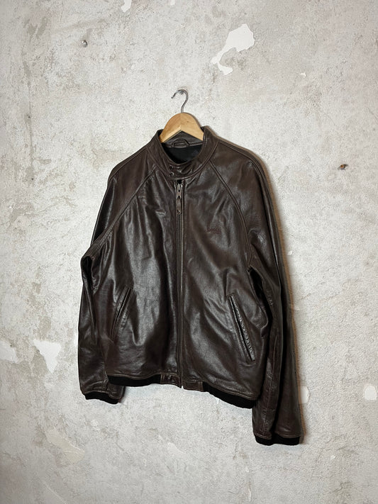 Schott NYC dark brown leather motor jacket - L