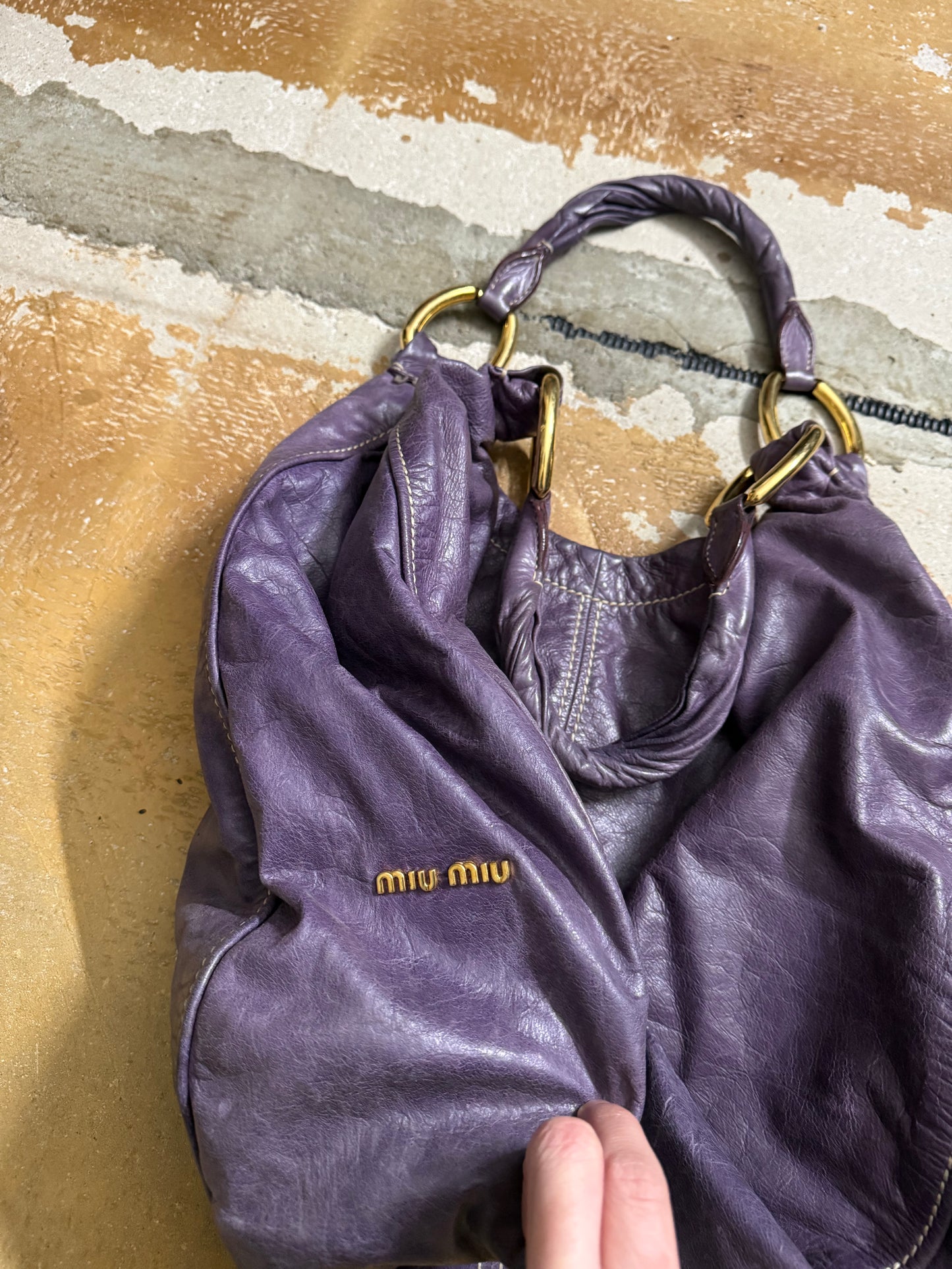 Miu Miu purple leather shopper bag