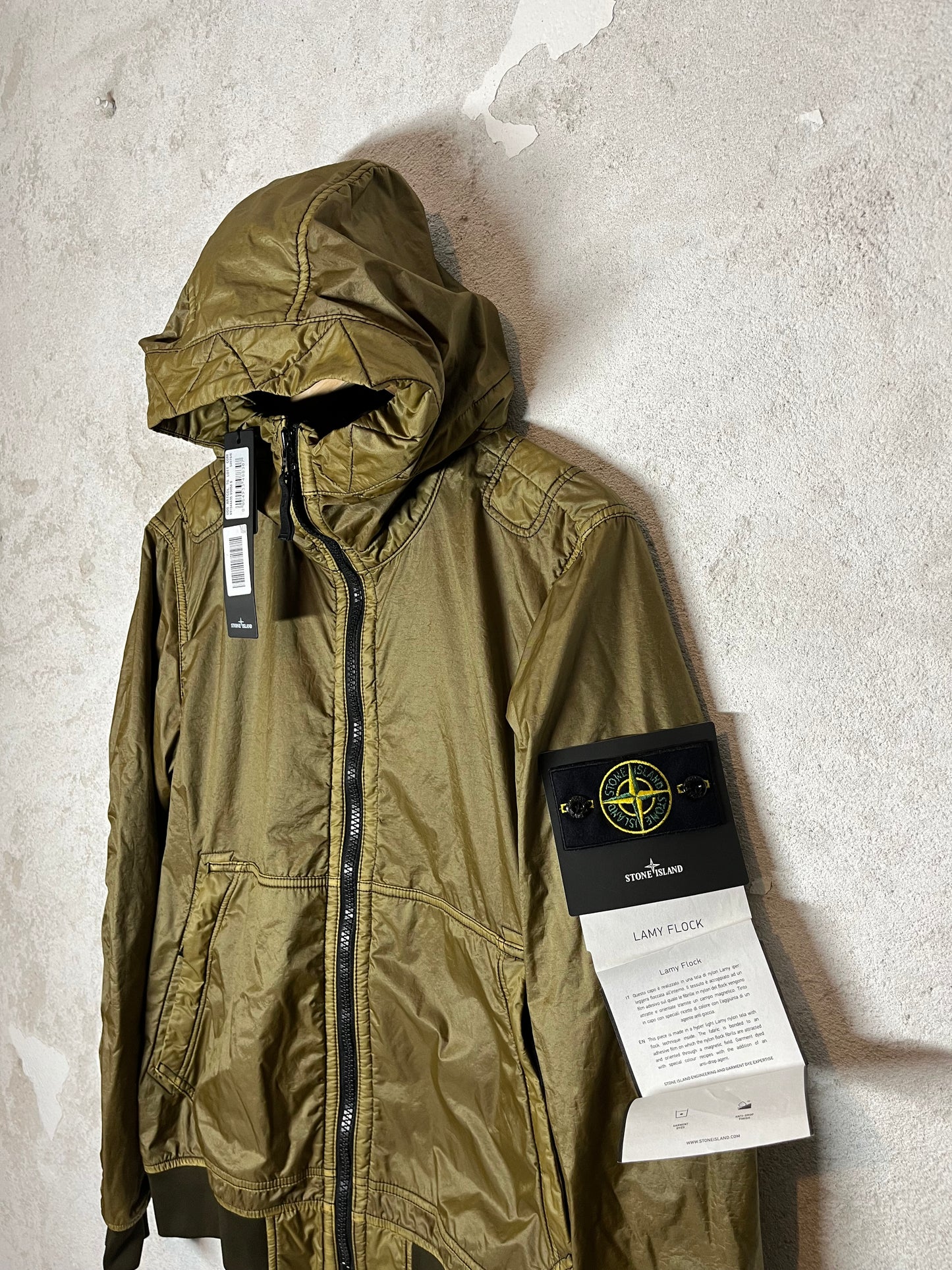 Stone Island Lamy Flock soft shell hooded jacket new with tags