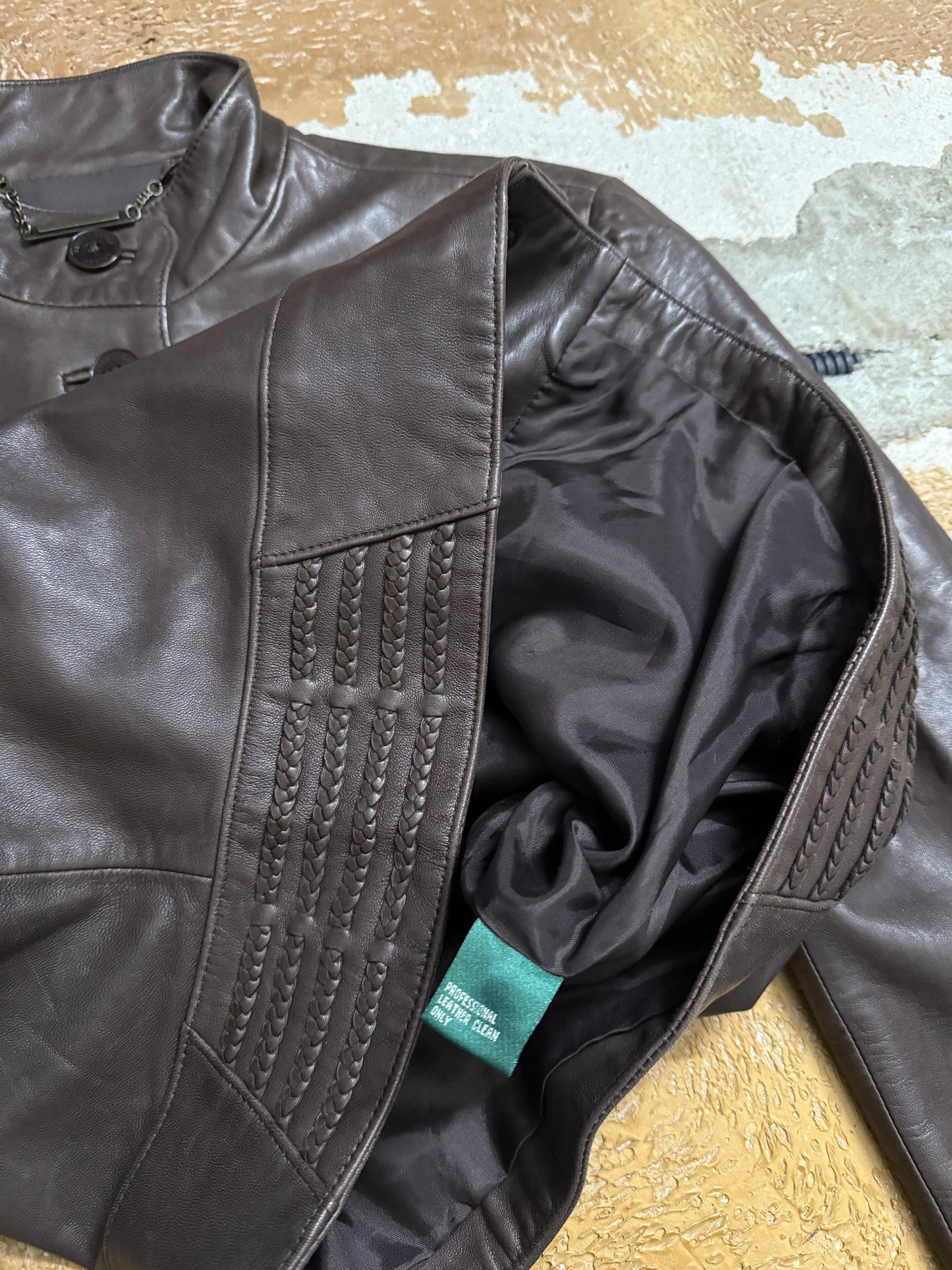 Ralph Lauren vintage 100% leather button up jacket - M