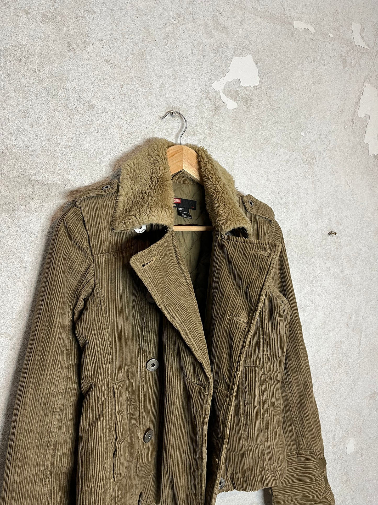 Diesel vintage 2000s sherpa sherling corduroy jacket - S