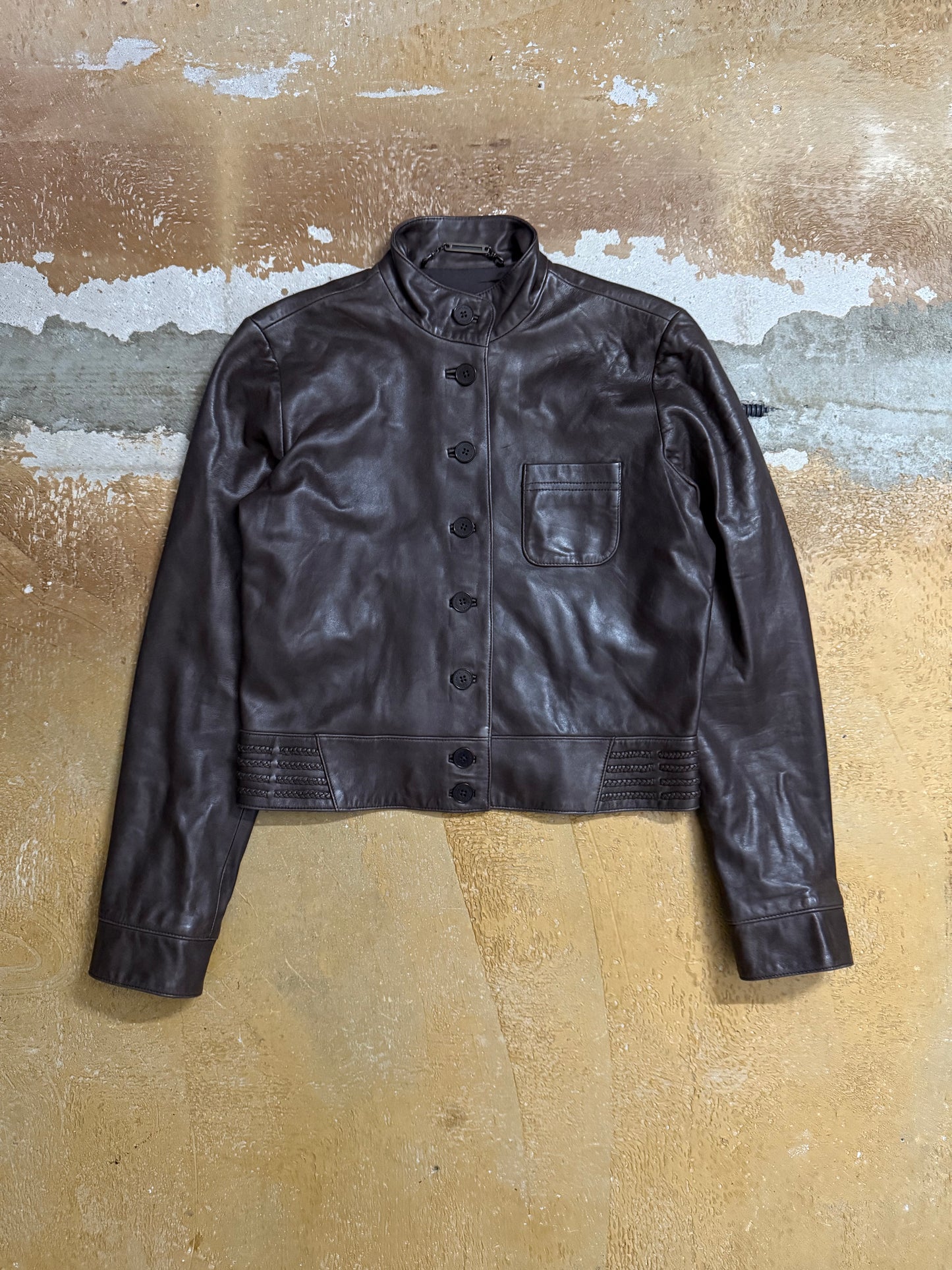 Ralph Lauren vintage 100% leather button up jacket - M