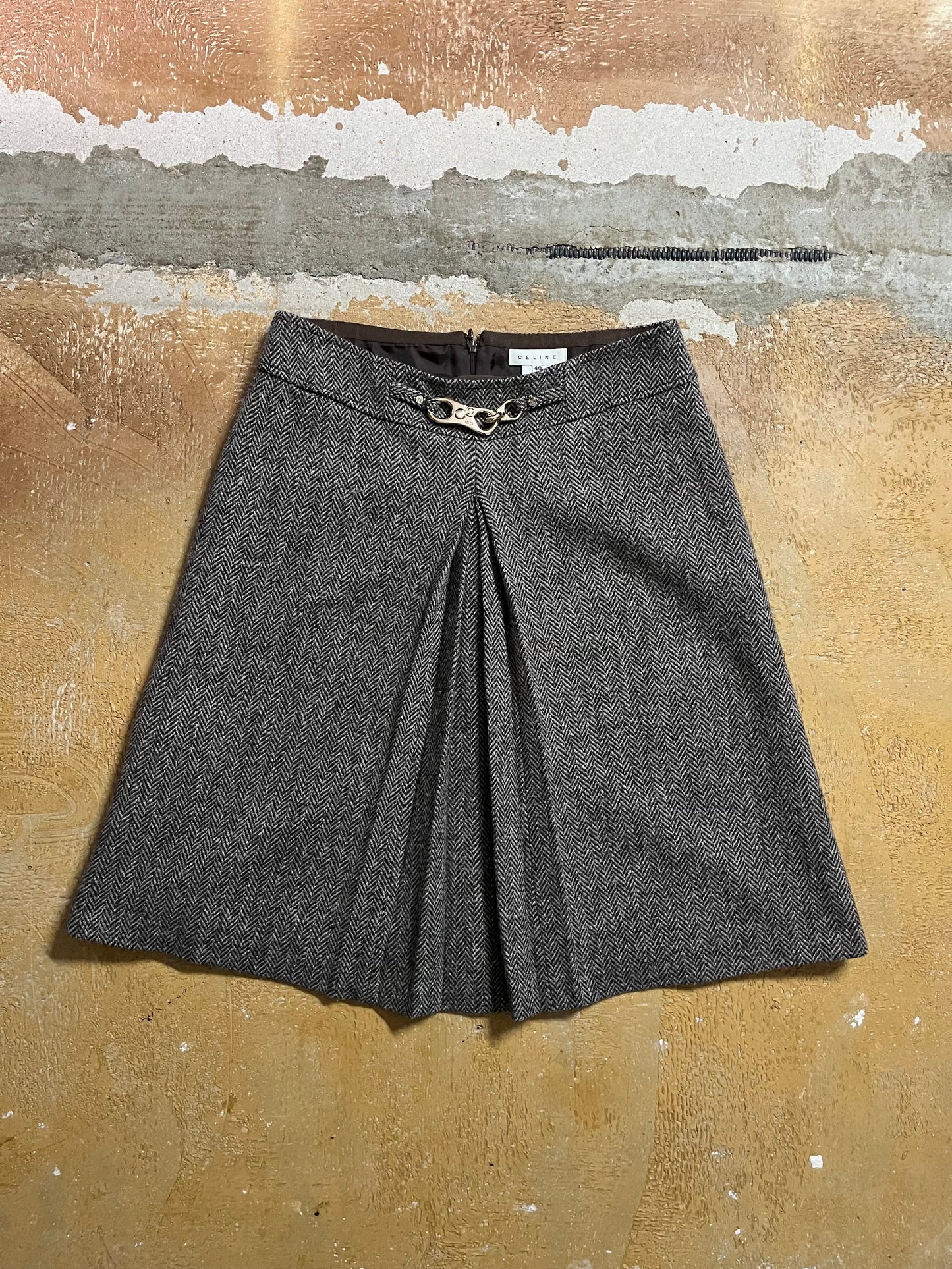 Celine wool skirt with metal buckle - S